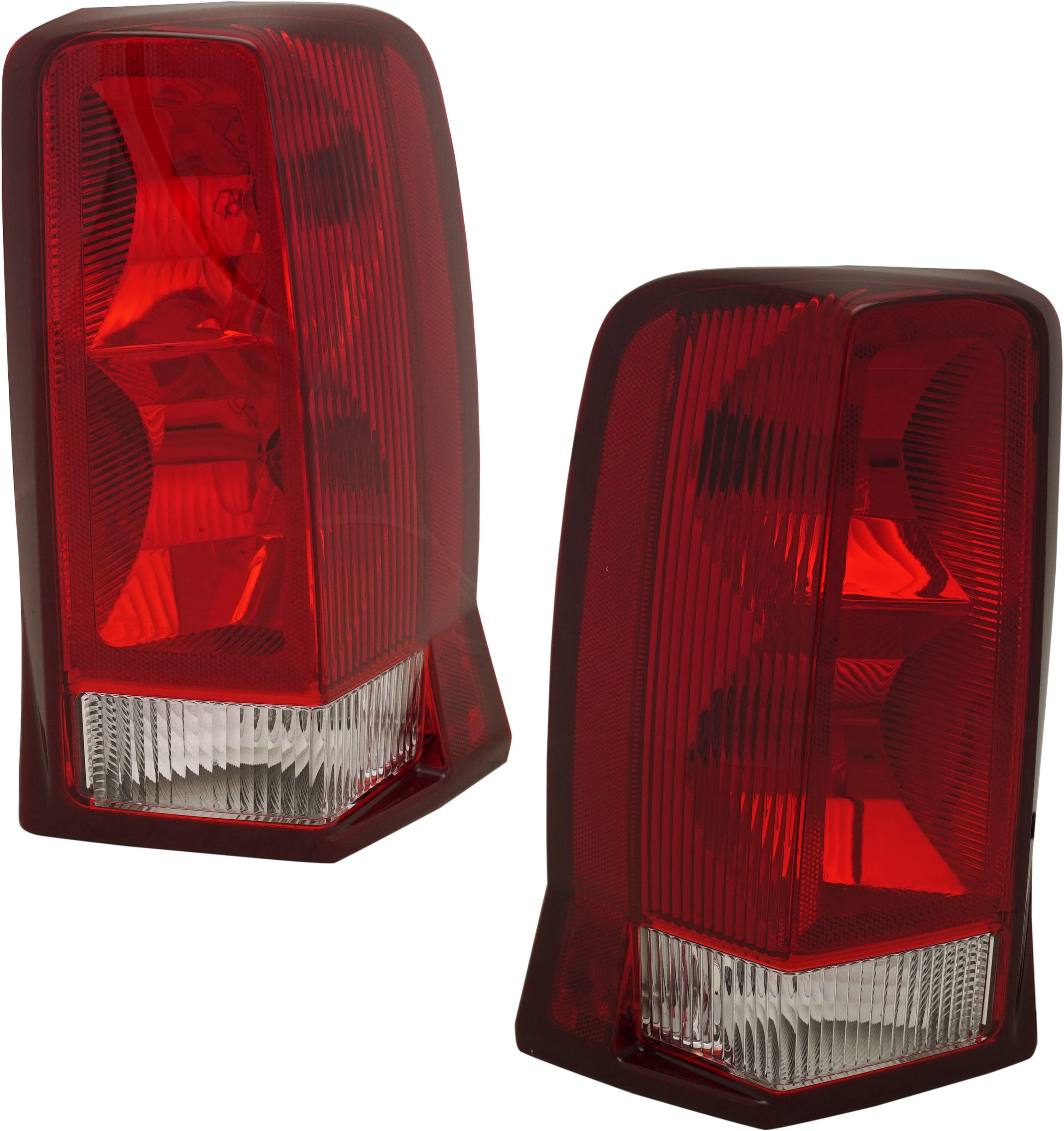 Tail Light Assembly Pair/Set for Cadillac Escalade, 2002-2006, Right (Passenger) and Left (Driver), Red Signal Lens, Replacement
