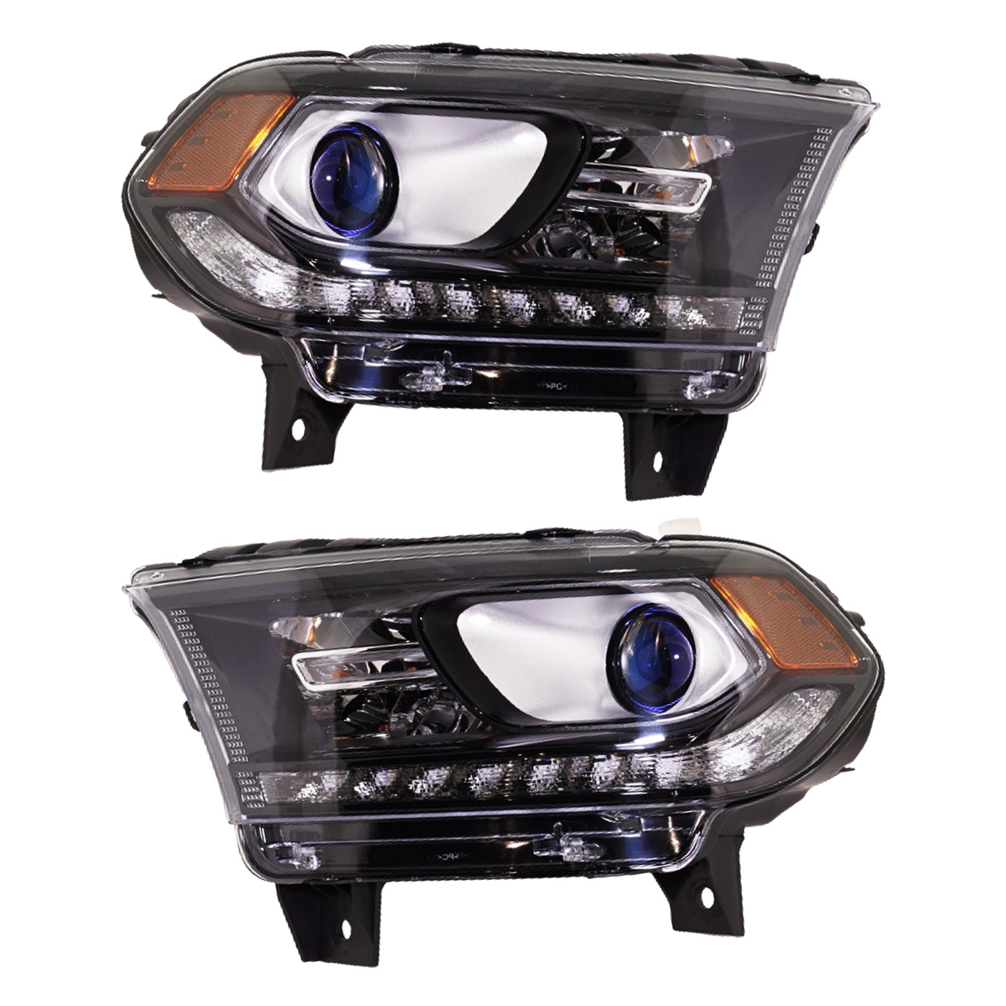 Headlight Assembly Pair/Set for Dodge Durango 2016-2020 Right (Passenger) and Left (Driver) Halogen with LED Daytime Running Light Replacement