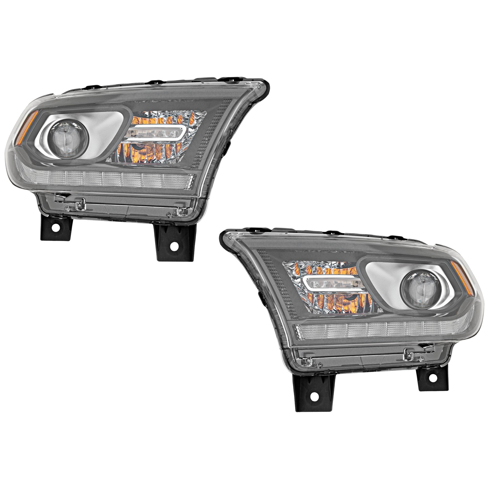 Headlight Assembly for Dodge Durango 2014-2015, Right (Passenger) and Left (Driver), Halogen, with Daytime Running Light, Replacement Pair/Set