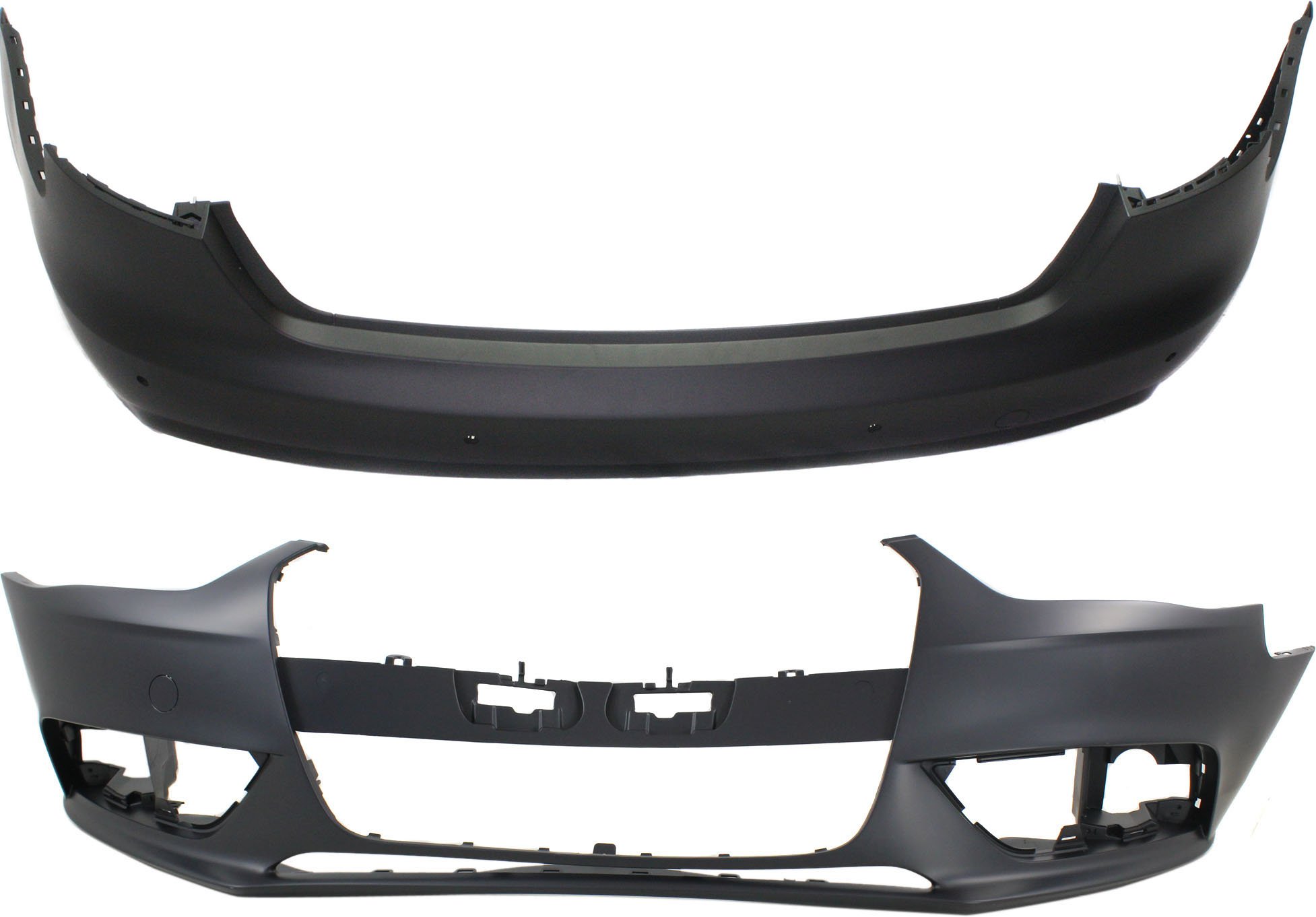 Front and Rear Bumper Cover Set for Audi A4 2013-2016 Sedan, Primed (Ready to Paint), without S-Line Package, Replacement