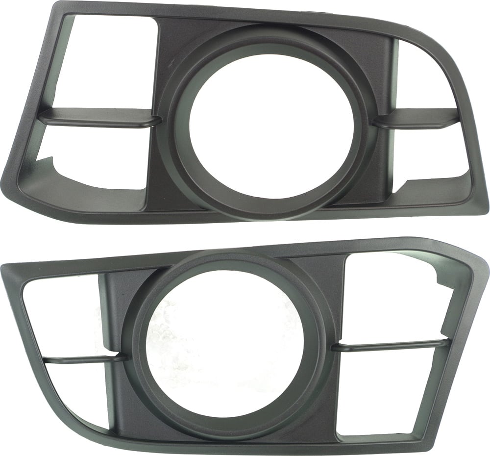 Pair/Set - Front Fog Light Molding for BMW 5-Series 2014-2016, Textured Black, w/ M Package, Sedan, Right (Passenger) and Left (Driver) Side, Replacement Models: for 528i, 535i, 550i.
