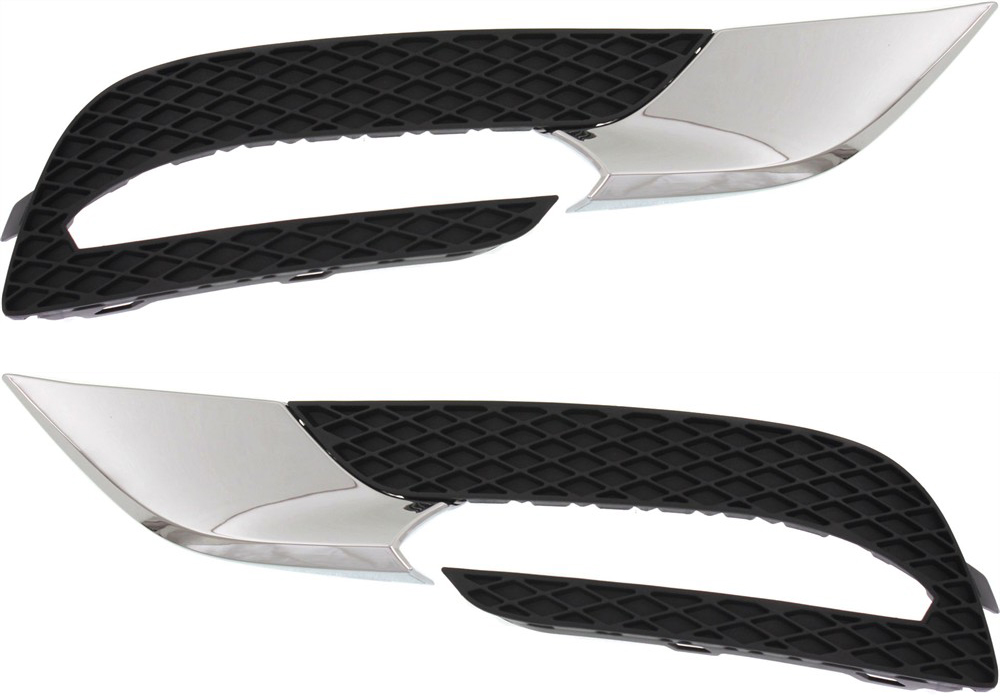 Front Fog Light Molding Pair/Set for 2013-2017 Buick Enclave, Right (Passenger) and Left (Driver), Black with Chrome Trim - Replacement