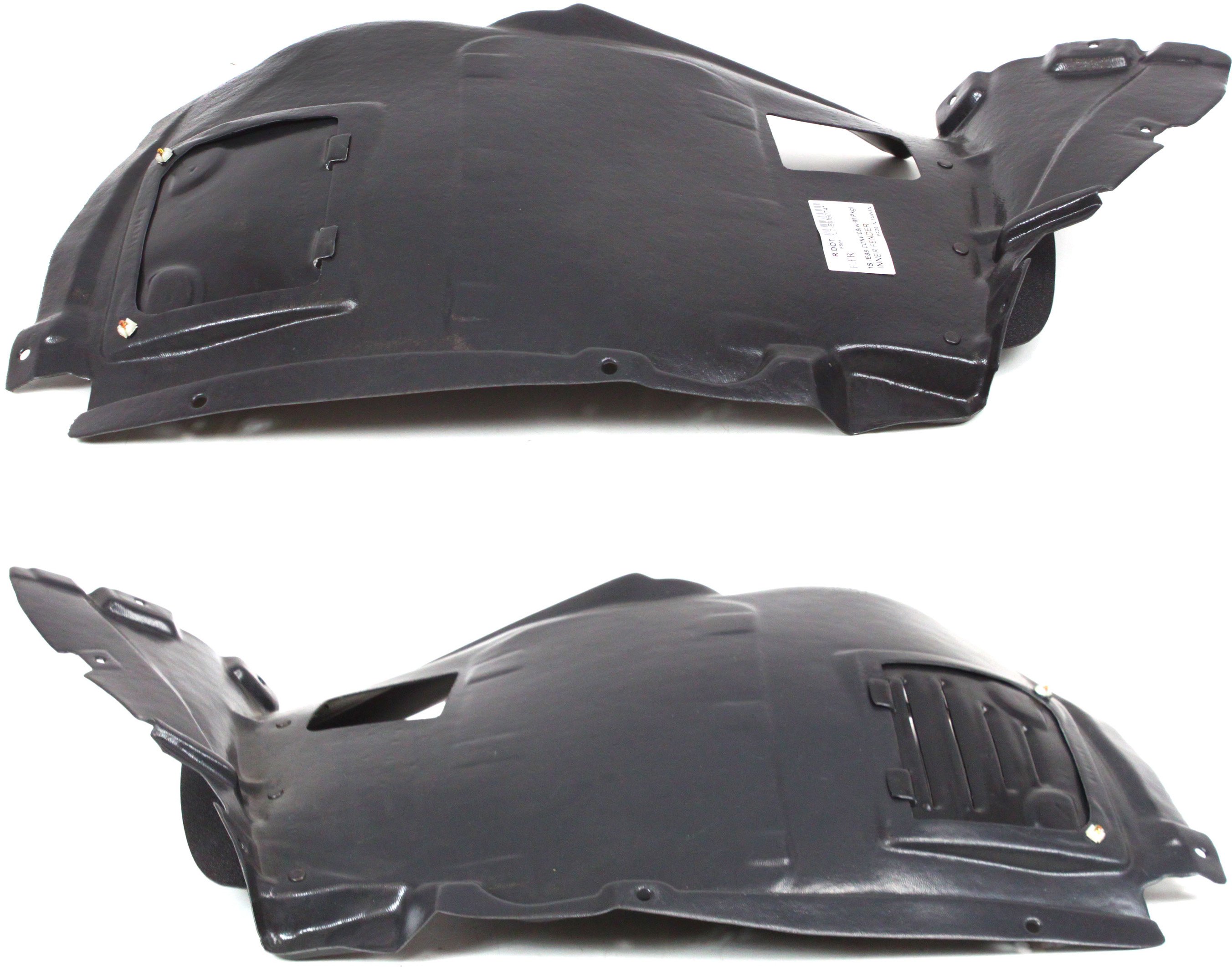 Front Fender Liner Pair/Set for BMW 1-Series 2008-2013, Right (Passenger) and Left (Driver) Front Sections, Convertible/Coupe Replacement. Fits: 128i, 135i, M1.