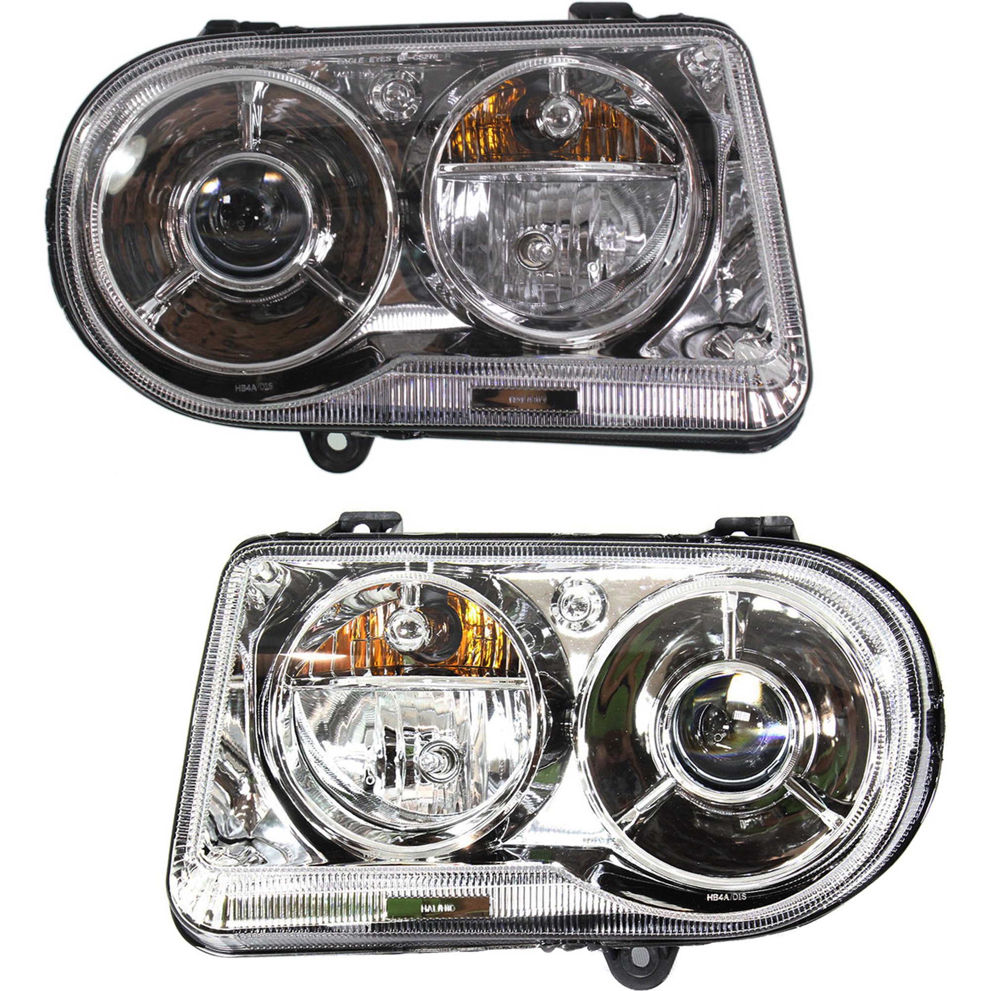 Headlight Lens and Housing Pair/Set for 2005-2010 Chrysler 300 C Models - Includes Right (Passenger) and Left (Driver) Side, Xenon Light, without HID Pair/Set - Replacement