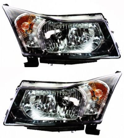 Headlight Assembly for 2011-2012 Chevrolet Cruze, Right (Passenger) and Left (Driver), Halogen, 1st Design 12-12, Replacement Set