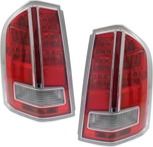 Tail Light Assembly Pair/Set for 2011-2012 Chrysler 300, Right (Passenger) and Left (Driver), with Chrome Accent, Applicable to Models up to March 19, 2012, Replacement