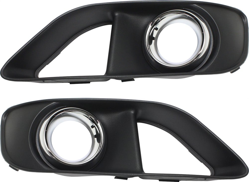 Front Fog Light Molding Pair/Set for 2012-2014 Chrysler 300, Right (Passenger) and Left (Driver), Paint to Match, with Chrome Trim and Parking Aid Sensor Holes, SRT-8 Model Replacement