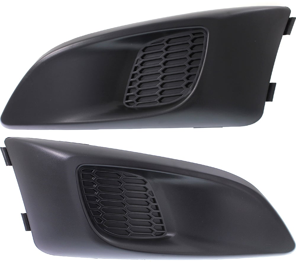 Front Fog Light Cover Pair/Set for 2012-2016 Chevrolet Sonic, Right (Passenger) and Left (Driver), Black, Without Fog Light Hole, Replacement