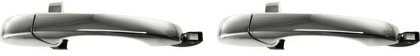 Front Exterior Door Handle Pair/Set for Chrysler 300 2005-2010 and Magnum 2005-2008, Right (Passenger) and Left (Driver), Chrome Plastic without Keyhole, Fits Rear, Replacement