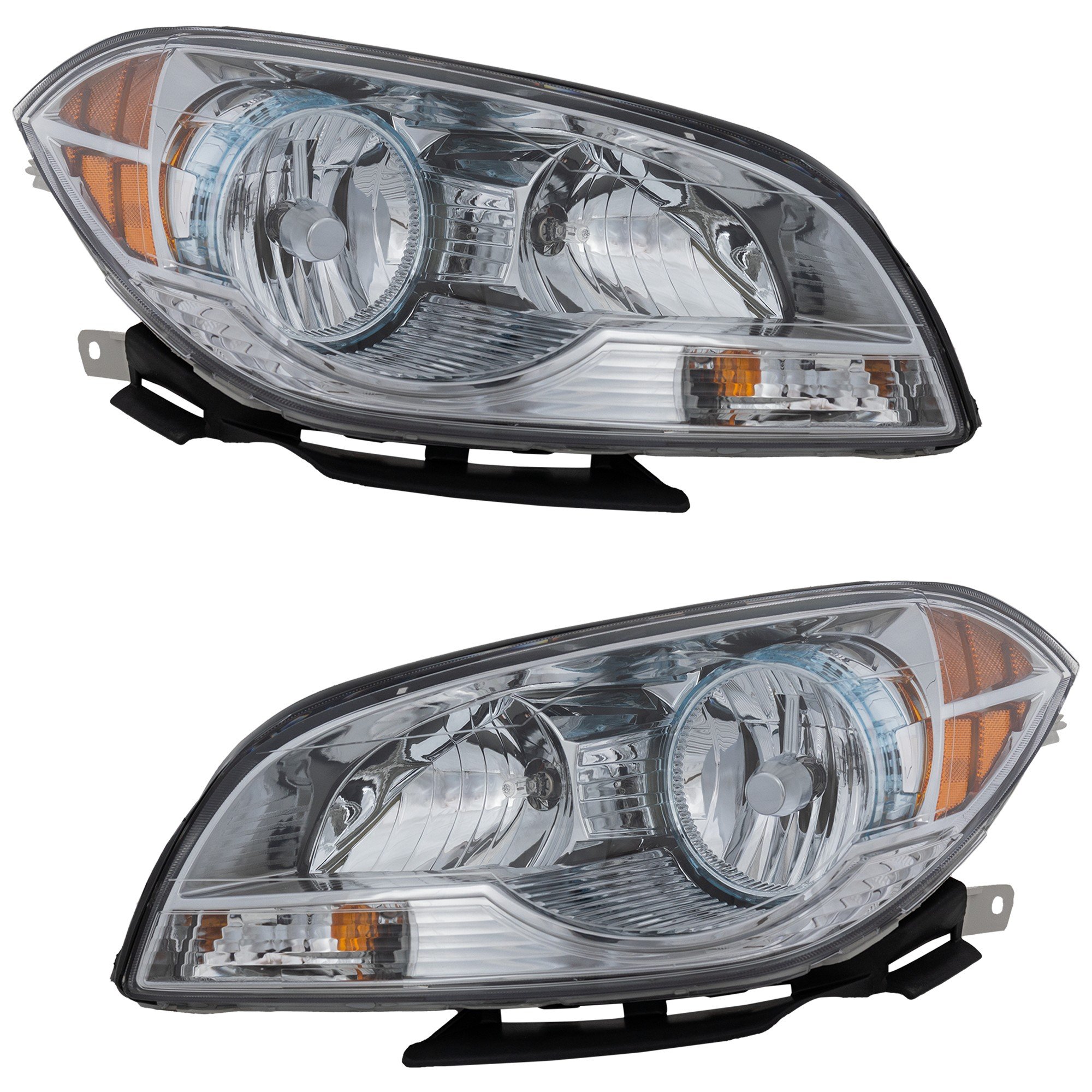 Headlight Assembly for 2008-2012 Chevrolet Malibu, Composite, Right (Passenger) and Left (Driver), Halogen Replacement Pair/Set