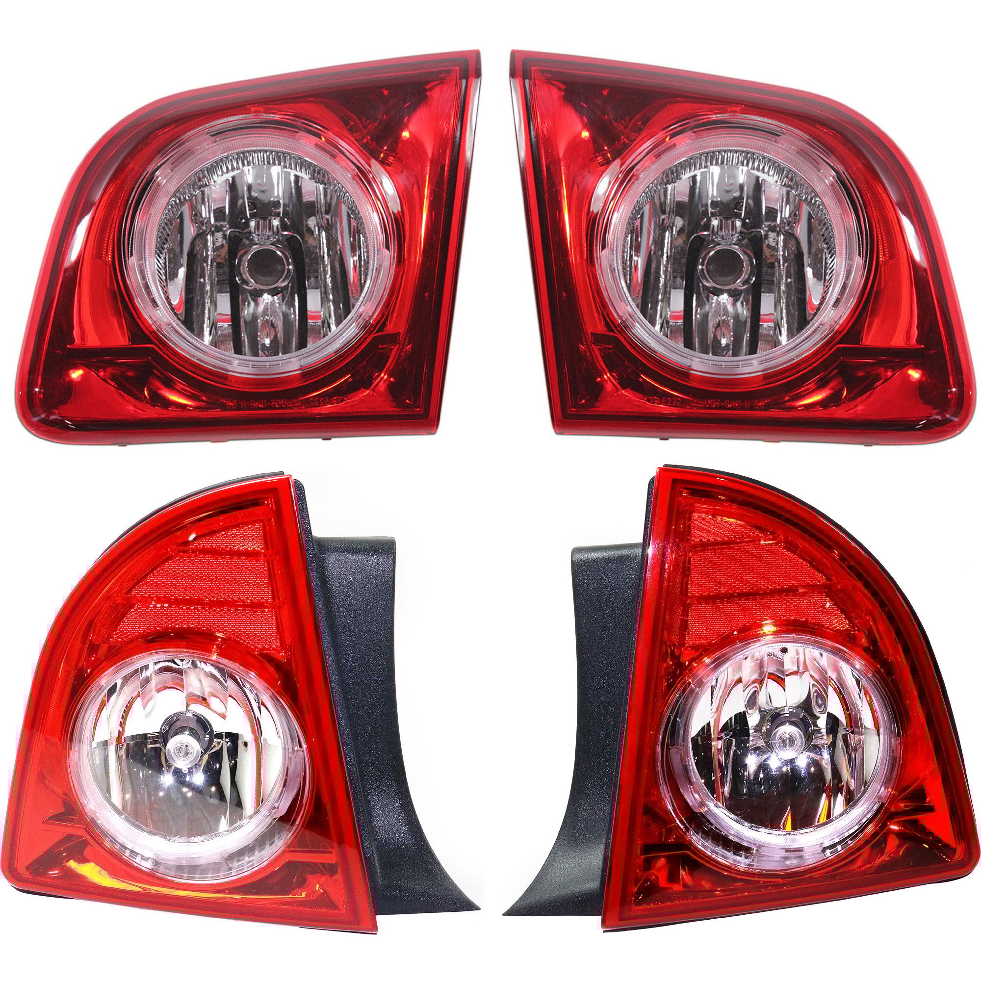 Tail Light Assembly for 2008-2012 Chevrolet Malibu LTZ Model, Featuring Right (Passenger) and Left (Driver) Inner and Outer Halogen Lights, Replacement Pair/Set
