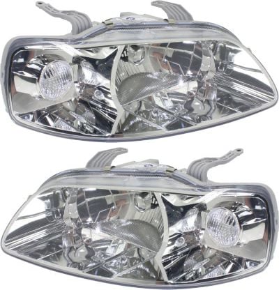 Headlight Pair/Set for Chevrolet Aveo 2004-2007, Aveo5 2006-2008, Wave 2005-2008, Right (Passenger) and Left (Driver), Lens and Housing, Halogen Replacement