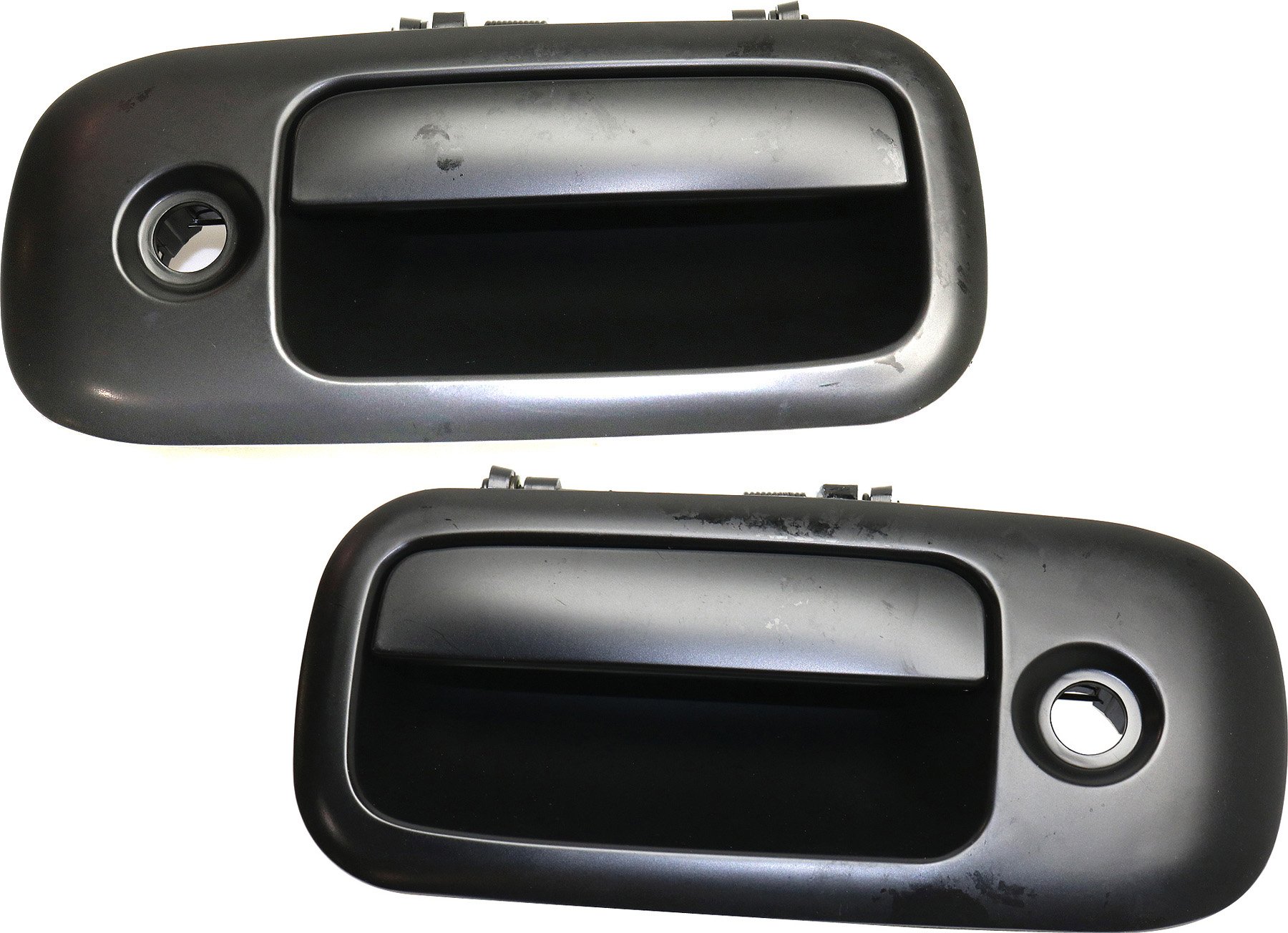 Front Exterior Door Handle Pair/Set for Chevrolet Express / Savana Van 2010-2021, Right (Passenger) and Left (Driver), Smooth Black Replacement
