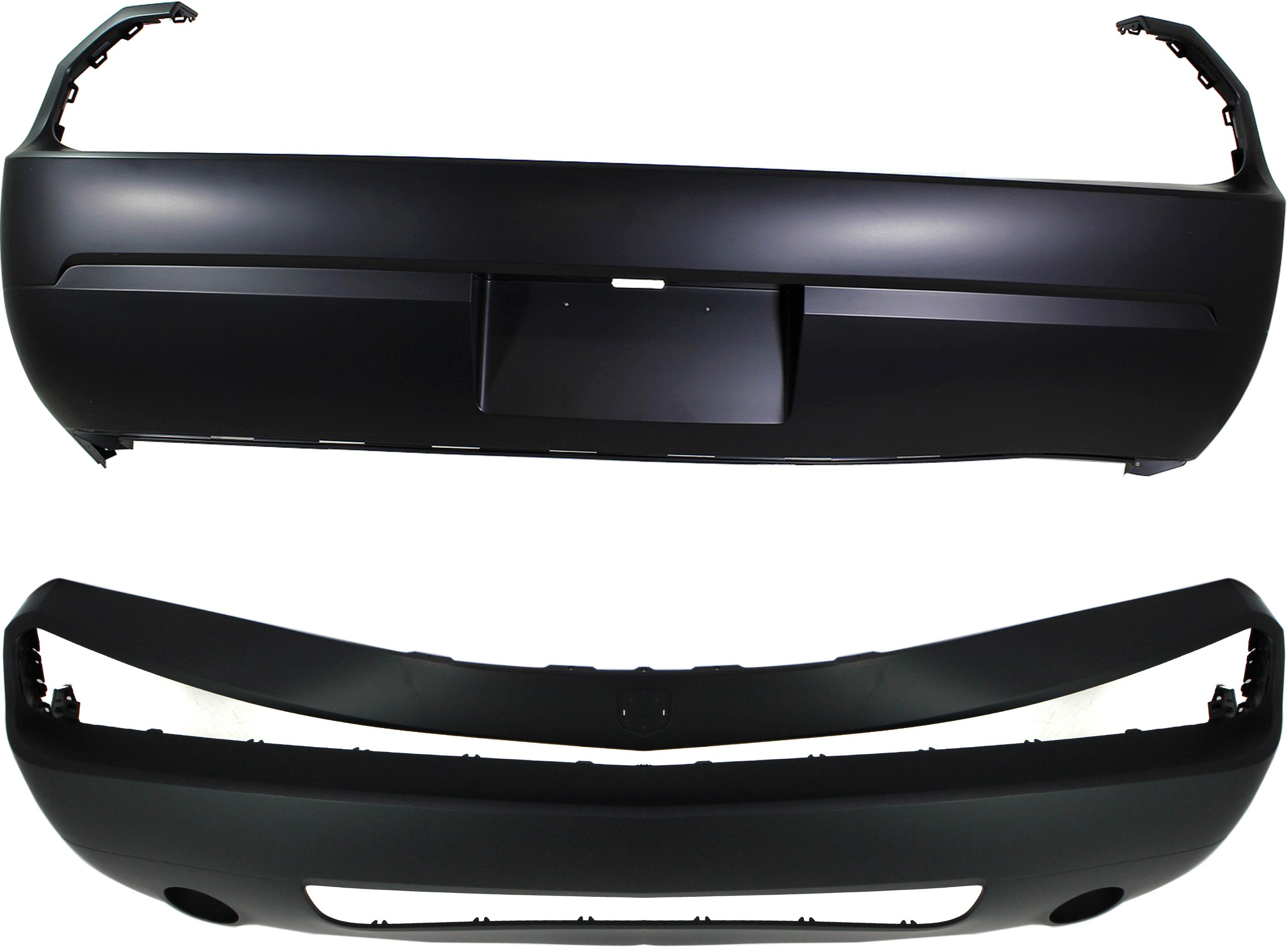 Front and Rear Bumper Cover Set for Dodge Challenger 2008-2010, Primed (Ready to Paint), Replacement