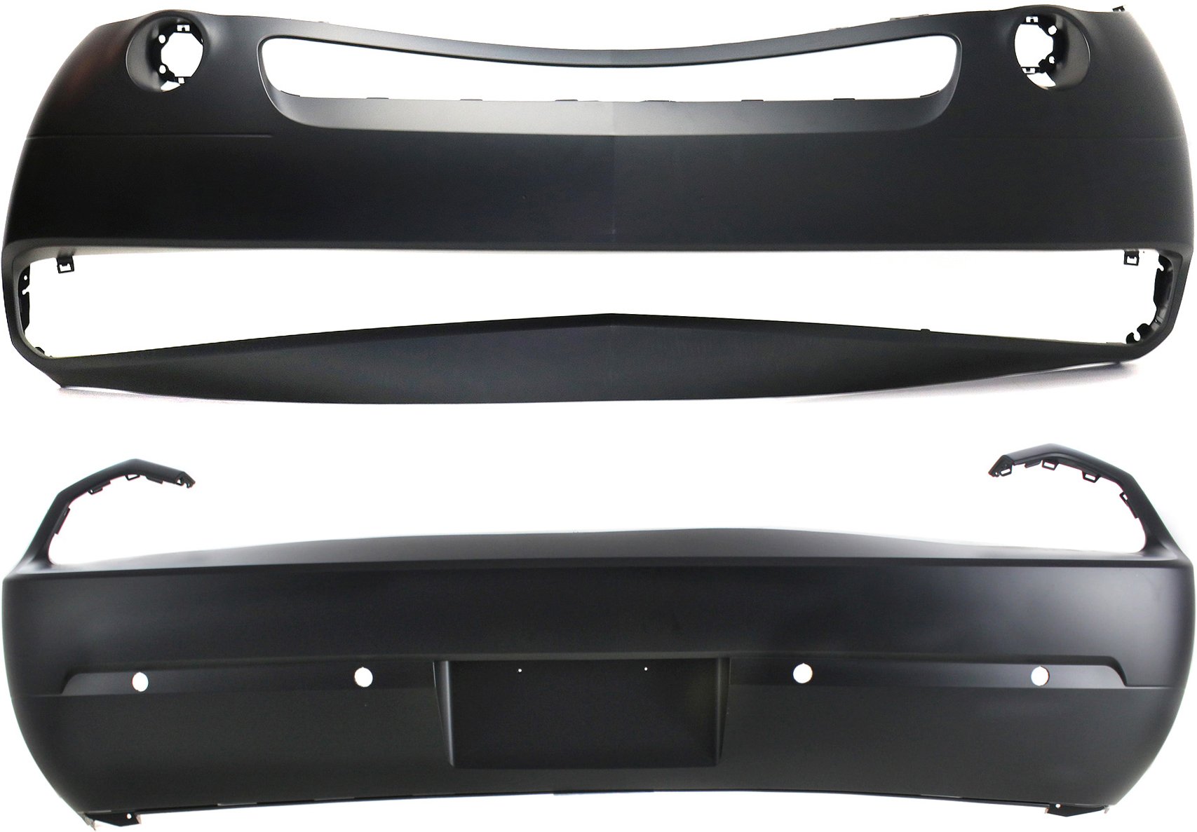 Front and Rear Bumper Cover Set for 2012-2014 Dodge Challenger, Primed (Ready to Paint), Replacement