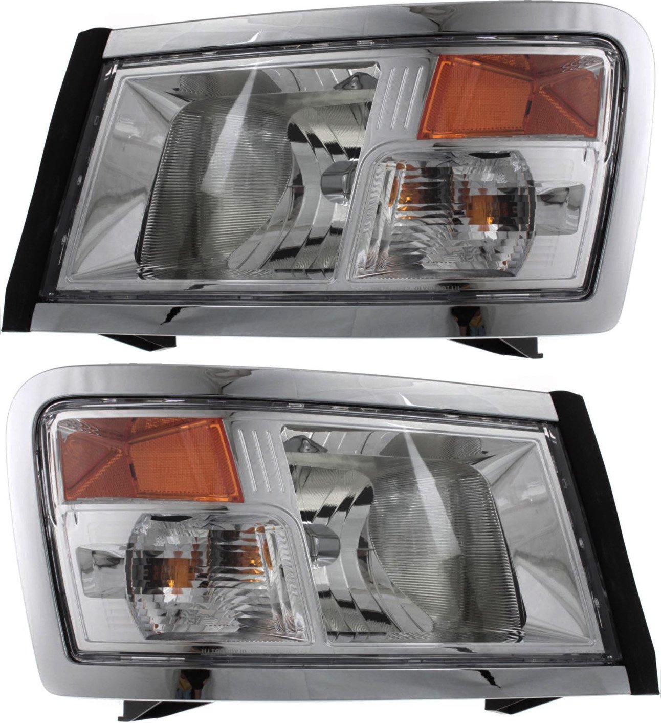 Headlight Assembly Pair/Set for 2008-2011 Dodge Dakota with Right (Passenger) and Left (Driver) Halogen Lights, Black Interior, Replacement