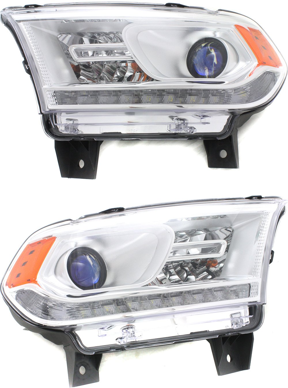 Headlight Assembly Pair/Set for Dodge Durango 2014-2015, Halogen with LED Daytime Running Light, Right (Passenger) and Left (Driver) Side, Replacement