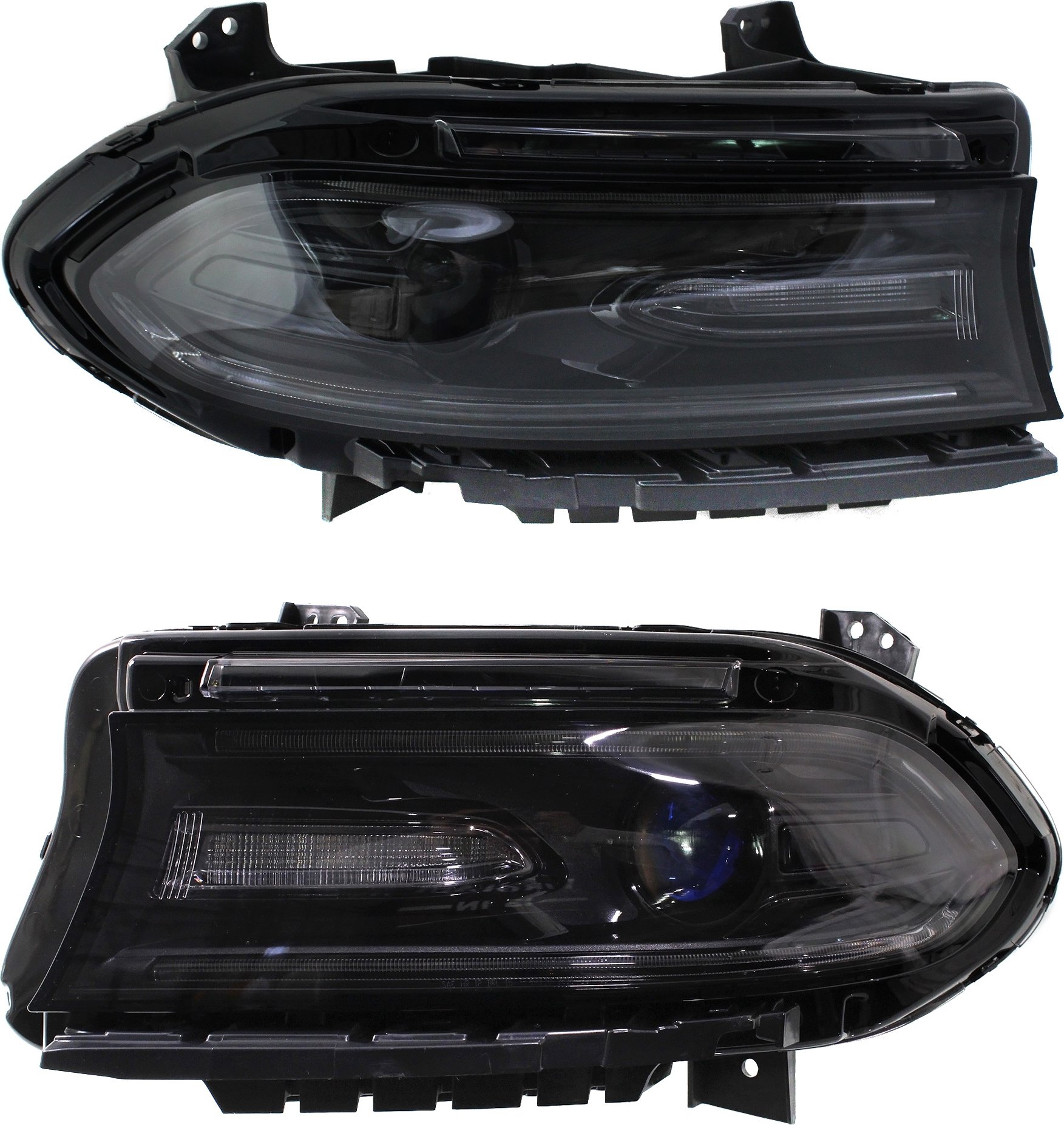 Headlight Assembly Pair/Set for Dodge Charger 2015-2016, Right (Passenger) and Left (Driver), Halogen with LED Daytime Running Light, fits LHD/RHD Optics, Replacement