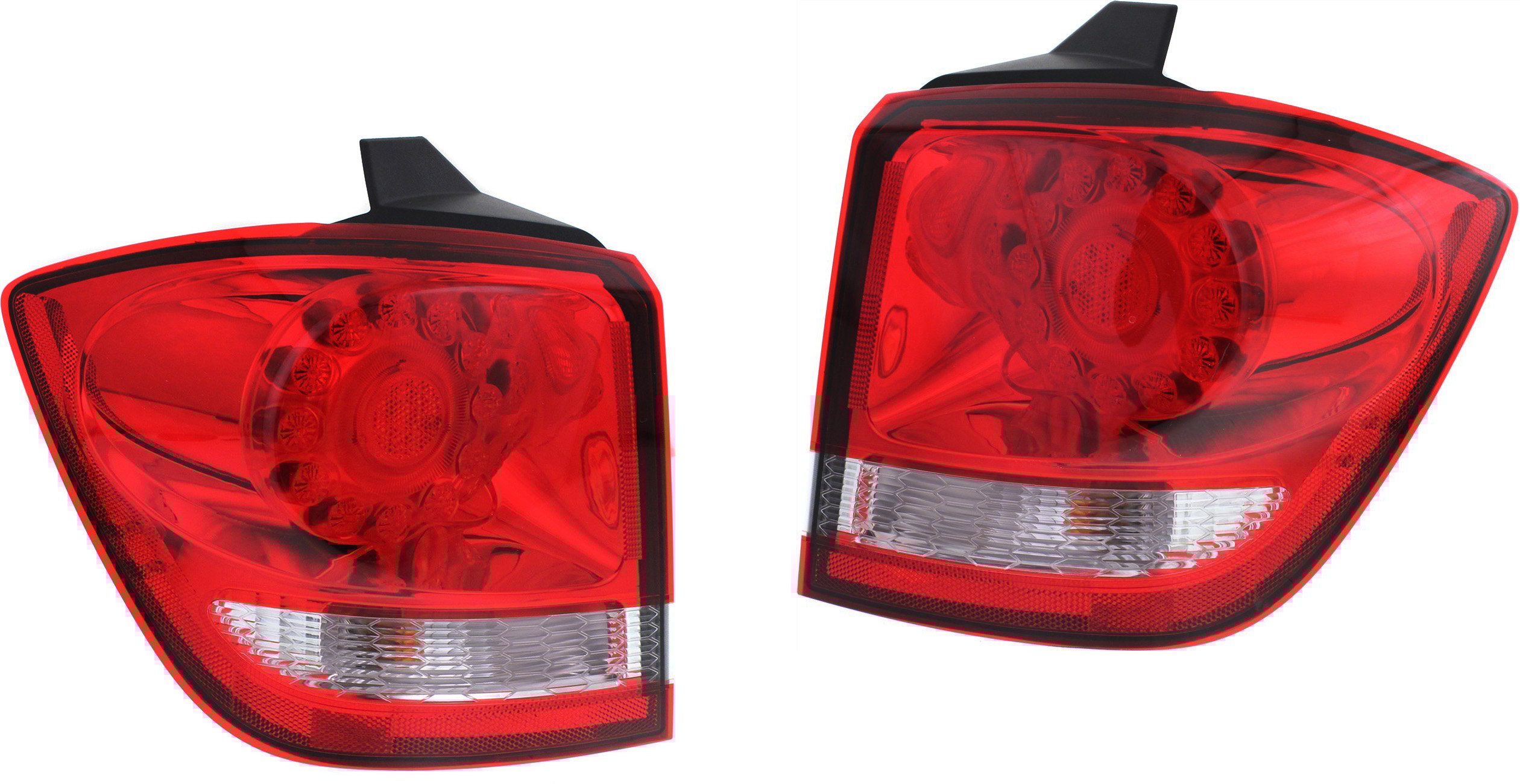 Tail Light Pair/Set for Dodge Journey 2009-2020, Right (Passenger) and Left (Driver), Outer, Clear & Red Lens with Chrome Interior, Replacement