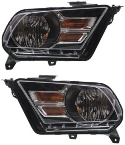 Headlight Assembly for Ford Mustang 2010-2014, Right (Passenger) and Left (Driver), Halogen, Replacement Pair/Set