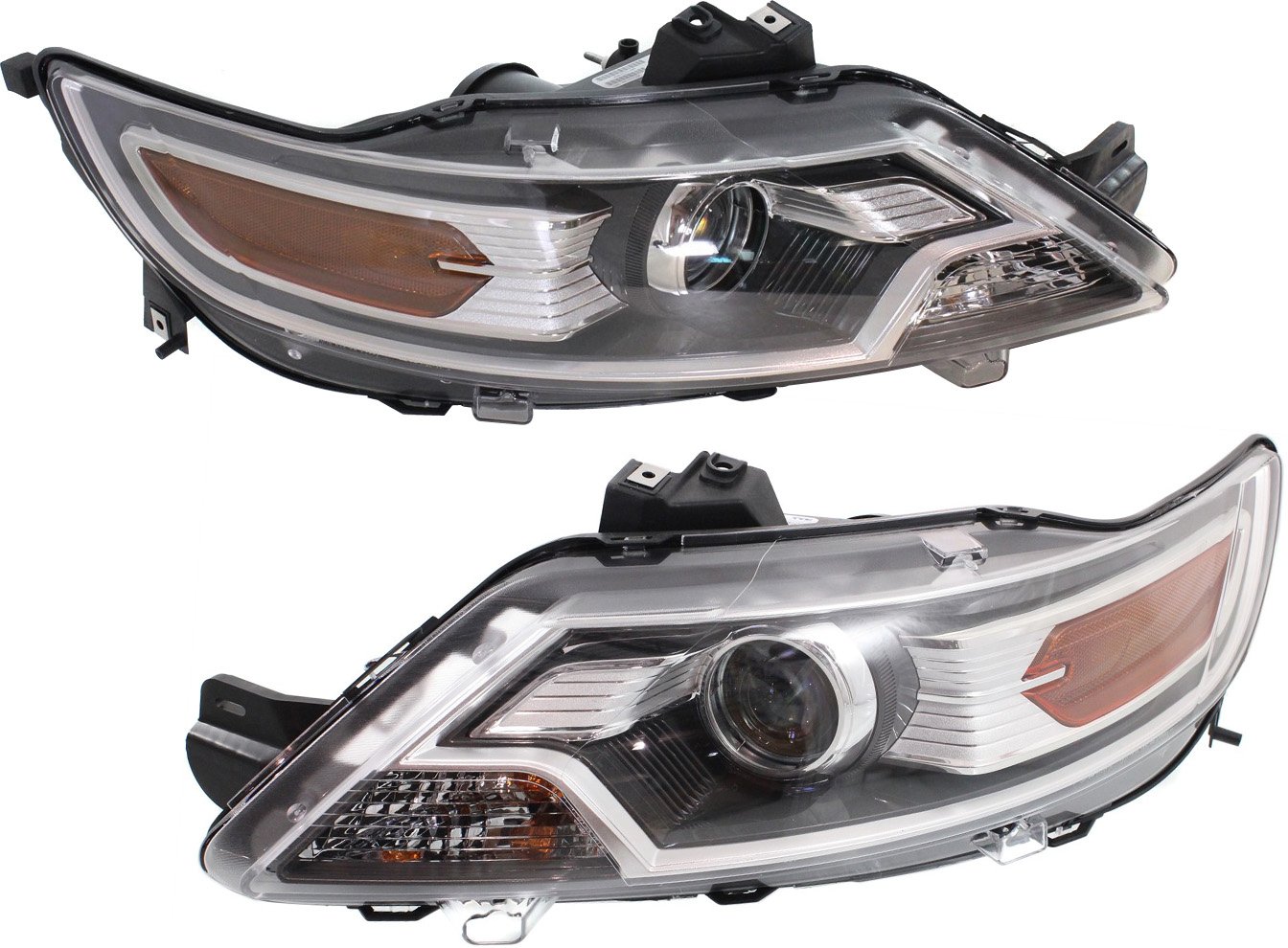 Pair/Set - Headlight Assembly Pair/Set for Ford Taurus 2010-2012, Right (Passenger) and Left (Driver), Halogen, Projector Type, Excludes SHO Models, Replacement