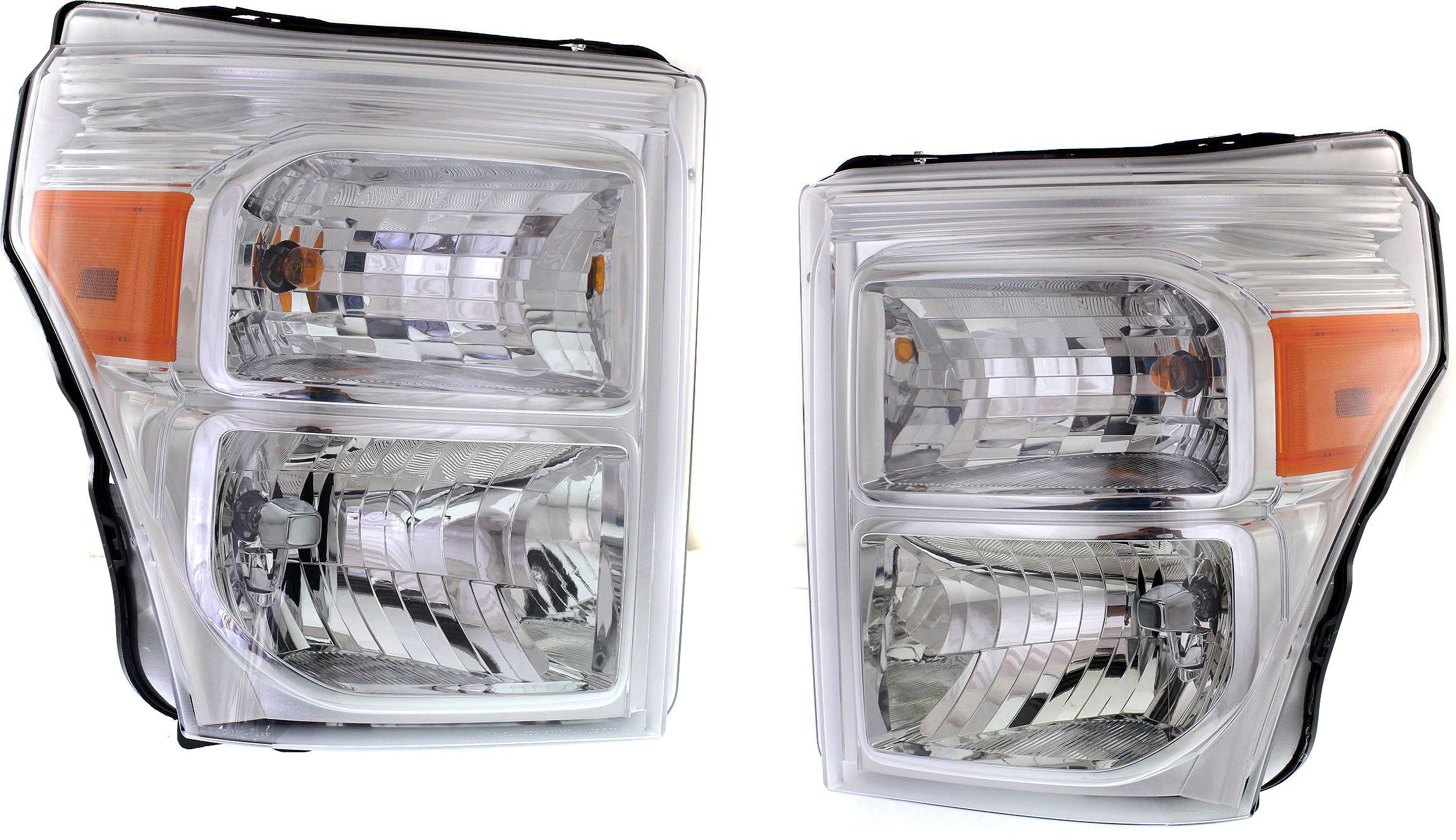 Headlight Assembly Pair/Set for Ford F-Series Super Duty 2011-2016, Right (Passenger) and Left (Driver), Halogen Replacement - fits F-250, F-350, F-450, F-550 models.
