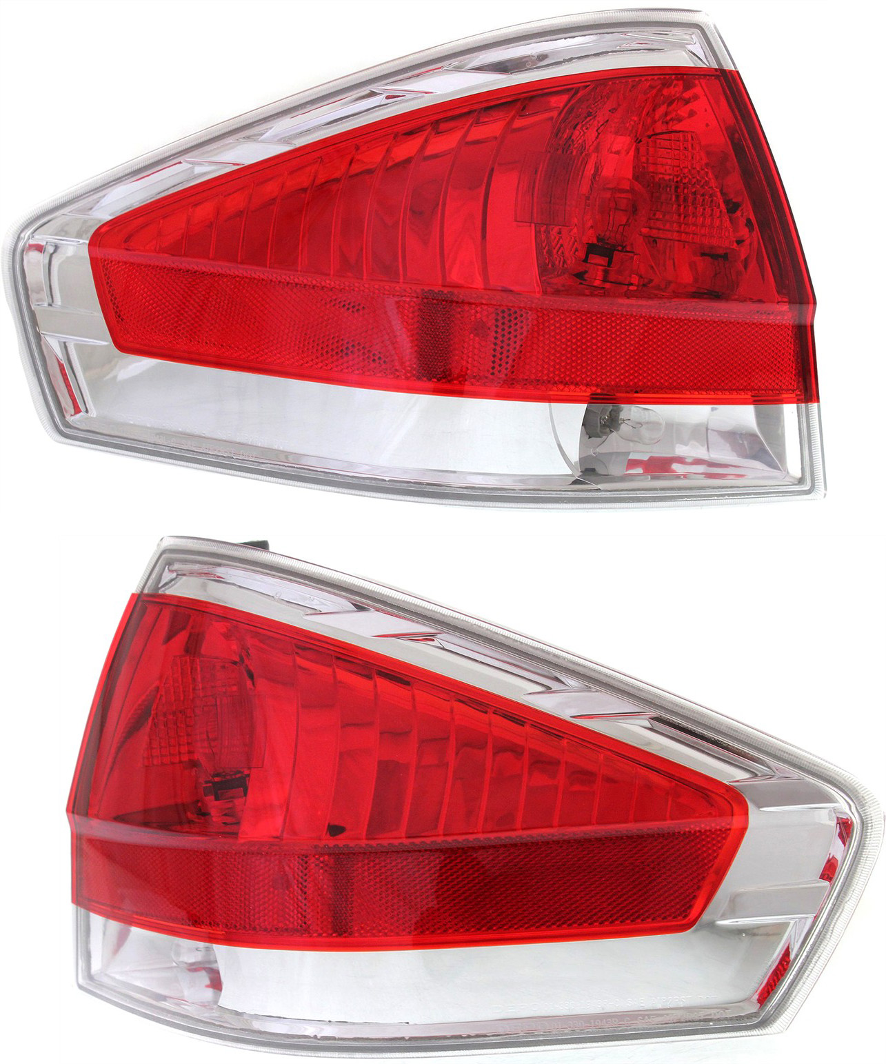 Tail Light Assembly Pair/Set for 2009-2011 Ford Focus Sedan with Chrome Insert, Right (Passenger) and Left (Driver), Replacement