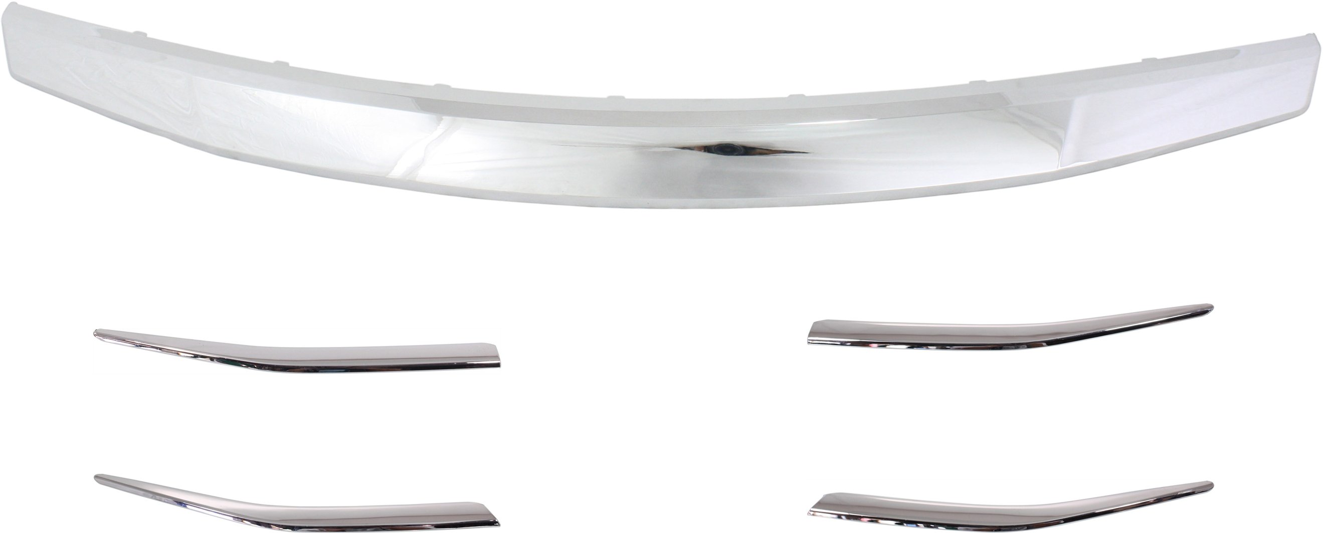 Grille Molding Pair/Set for Honda Accord 2011-2012, Pair/Set of 5, Right (Passenger) and Left (Driver), Upper, Lower and Center, Chrome, Sedan Replacement