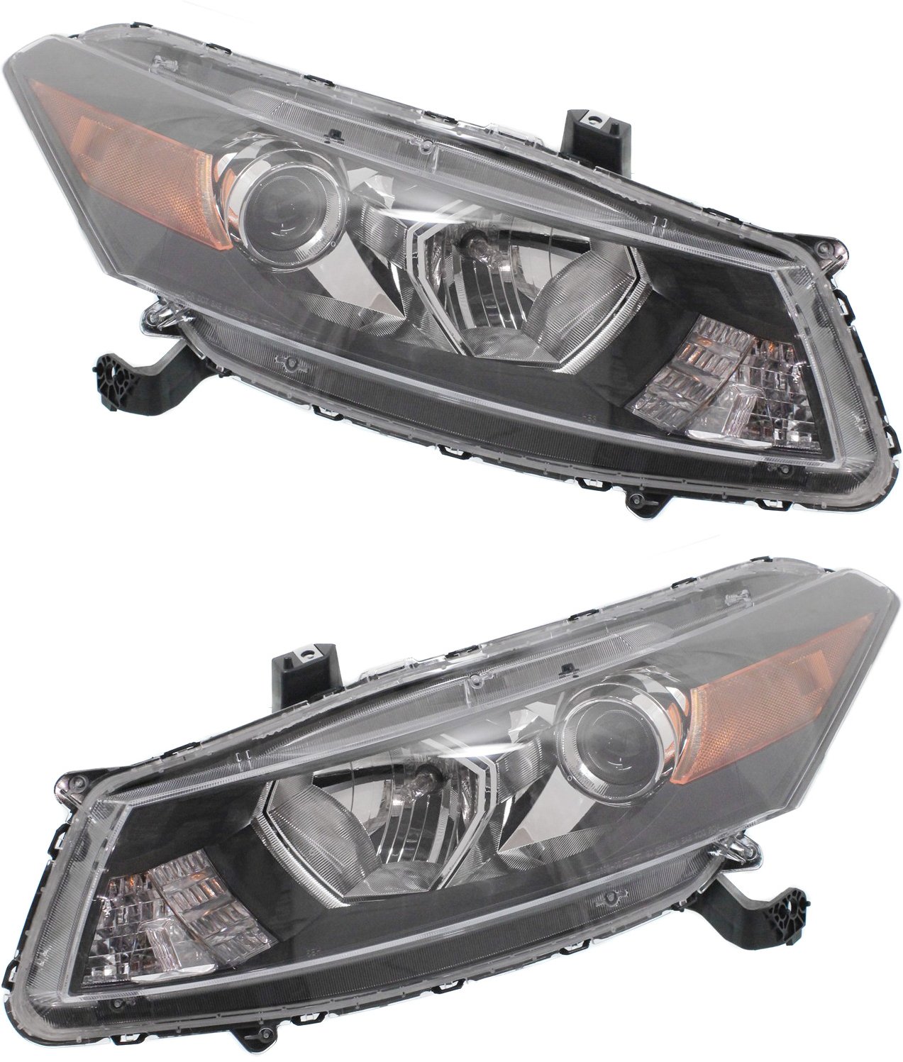 Headlight Assembly for Honda Accord Coupe 2008-2012, Right (Passenger) and Left (Driver), Halogen, Raised Contour Turn Signal, Replacement Set