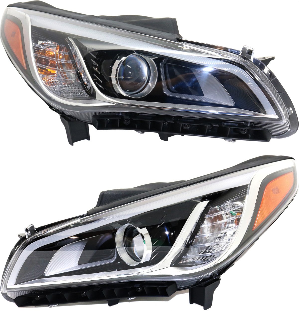 Headlight Assembly Pair/Set for 2015-2017 Hyundai Sonata, HID/Xenon with HID bulb and Ballast, Right (Passenger) and Left (Driver), Sedan, Replacement