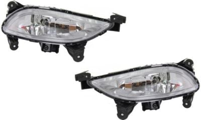Front Fog Light Assembly Pair/Set for Hyundai Sonata 2011-2013, Right (Passenger) and Left (Driver), Excluding Hybrid Models, Replacement