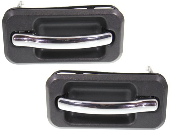 Replacement Rear Exterior Door Handle Pair/Set for Hummer H2 2003-2009, Right (Passenger) and Left (Driver), Textured Black Bezel with Chrome Lever