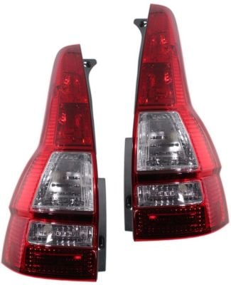 Tail Light Lens and Housing Pair/Set for 2007-2011 Honda CR-V, Right (Passenger) and Left (Driver) Replacement