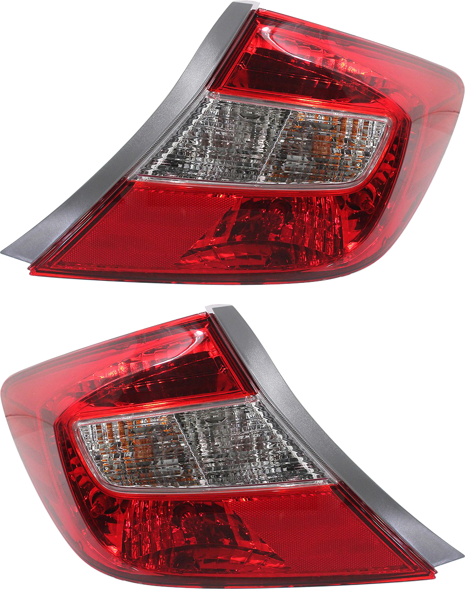Tail Light Assembly Pair/Set for 2012 Honda Civic Sedan, Right (Passenger) and Left (Driver), Excluding Hybrid Models, Replacement