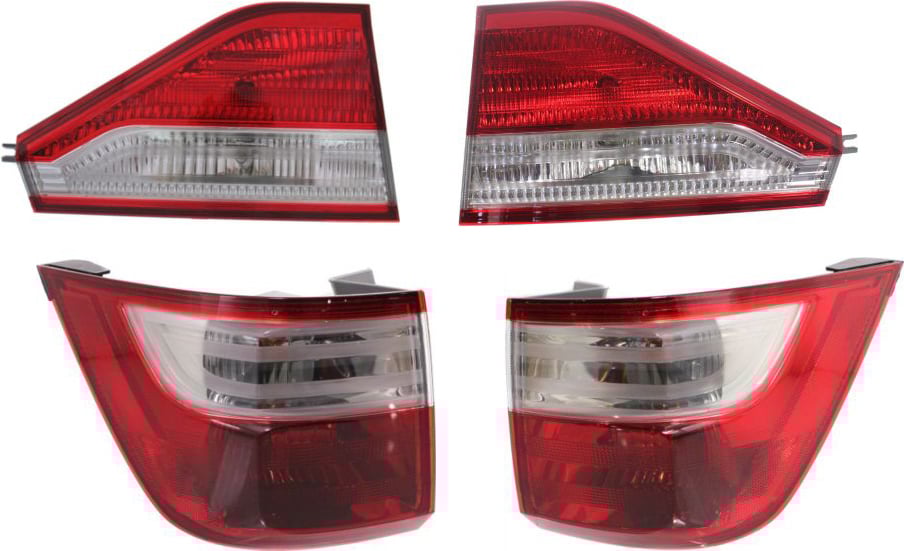 Tail Light Assembly for 2011-2013 Honda Odyssey, Pair/Set of 4, Inner and Outer, Right (Passenger) and Left (Driver) Side, Replacement