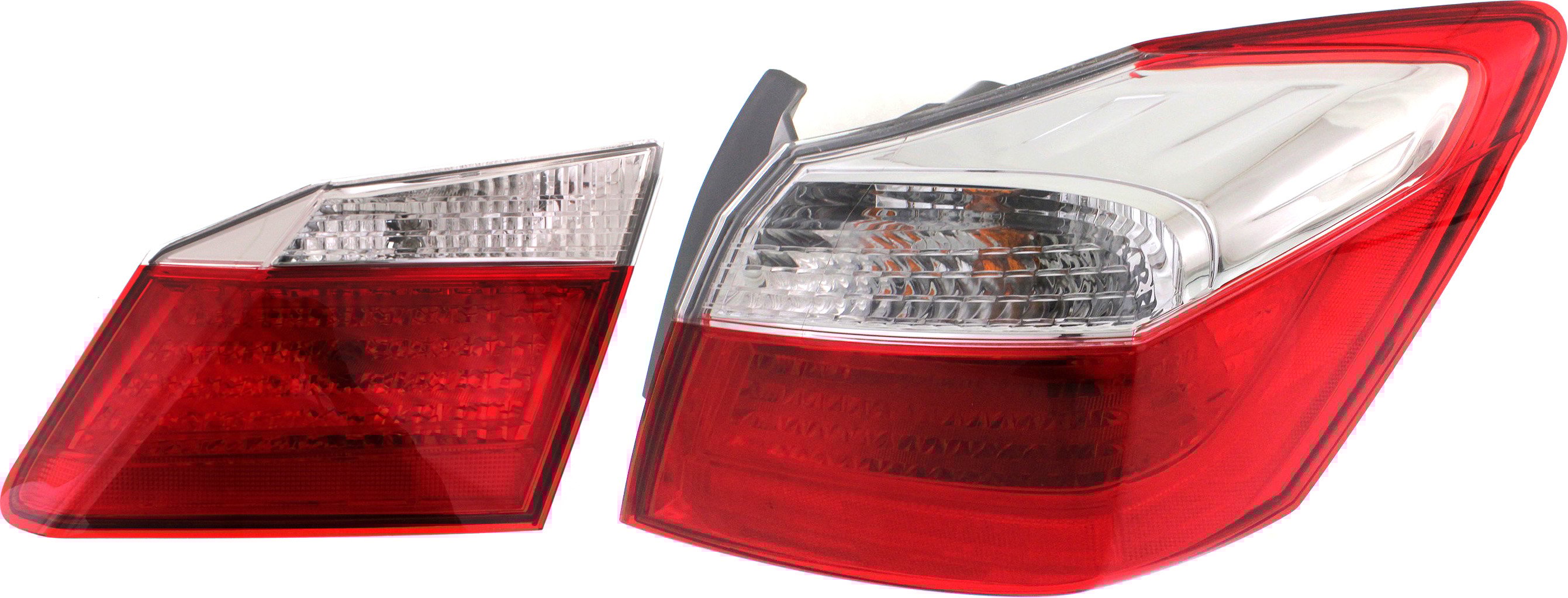 Tail Light Set for Honda Accord 2013-2015, Right (Passenger) Side, Inner and Outer, Clear & Red Lens, Replacement Set