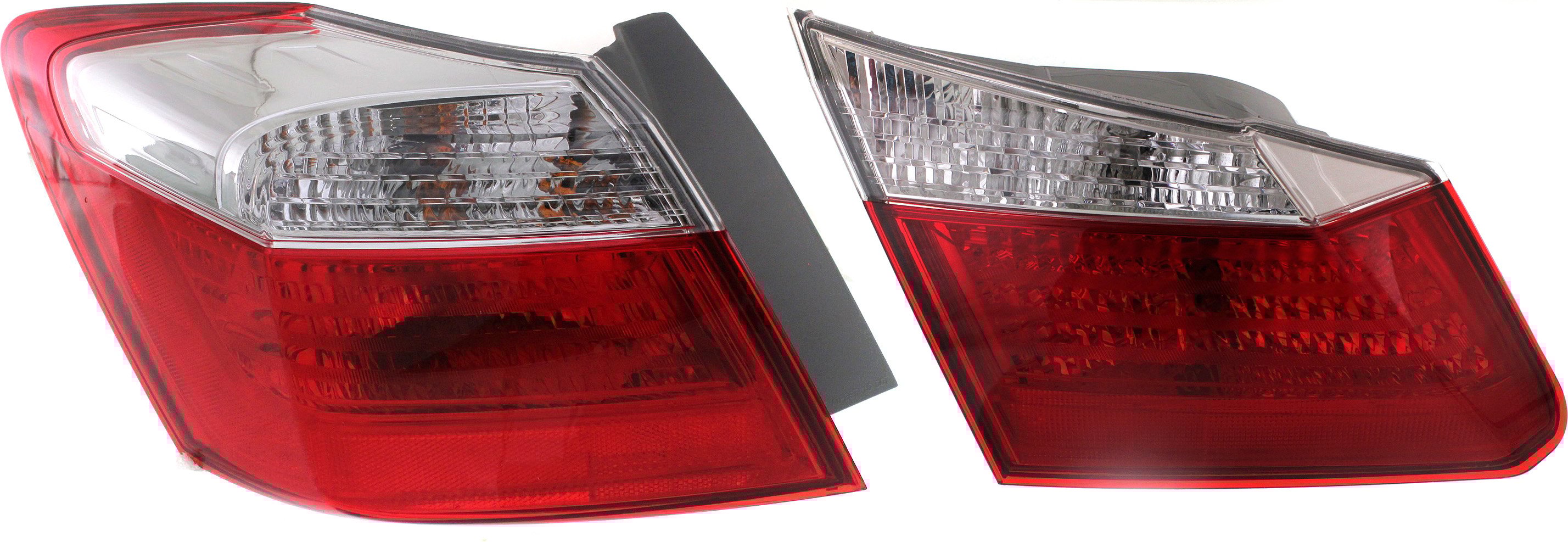 Tail Light for Honda Accord 2013-2015, Left (Driver) Side, Inner and Outer, Clear & Red Lens Replacement Set