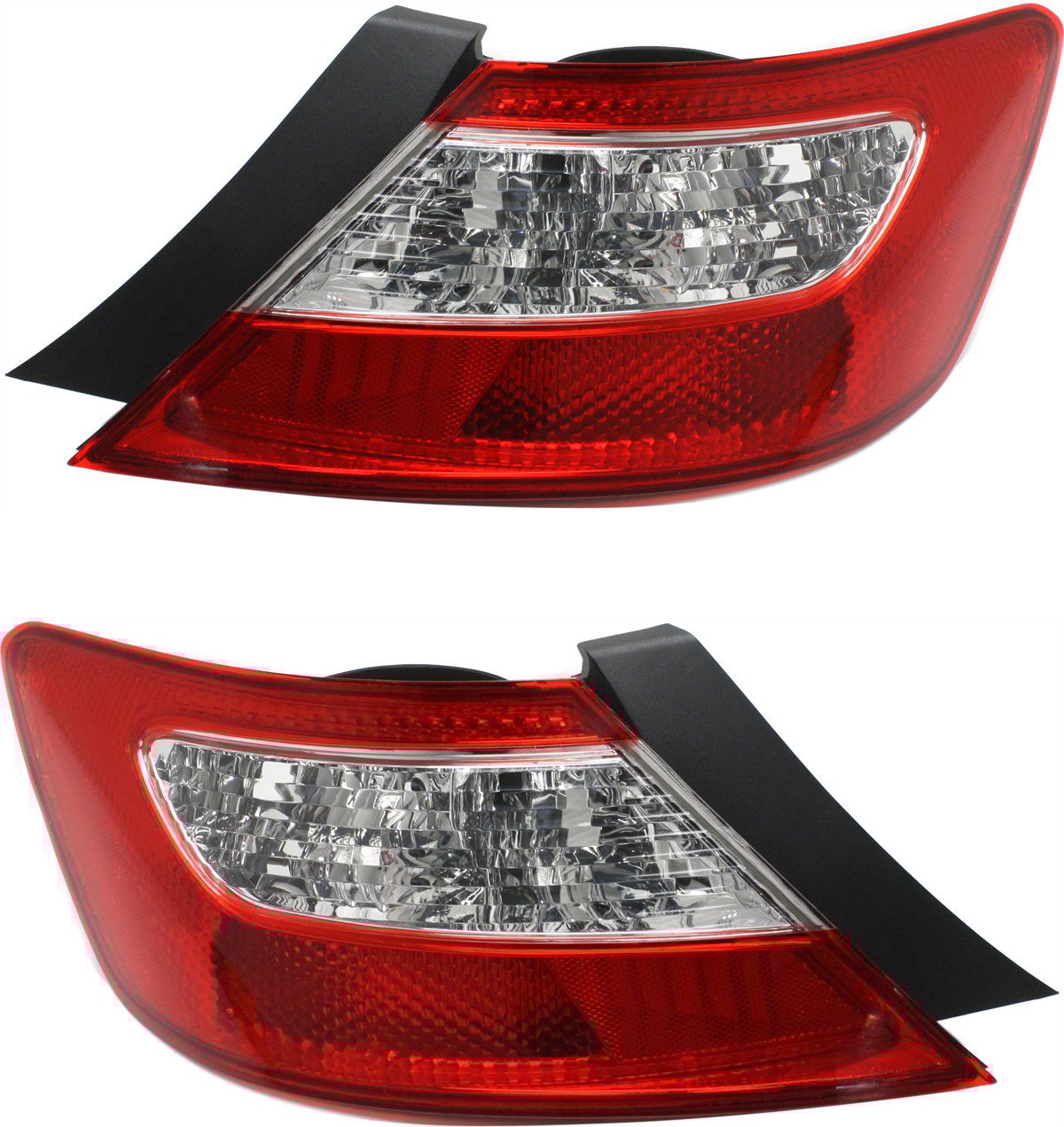 Tail Light Pair/Set for 2006-2008 Honda Civic Coupe, Includes Right (Passenger) and Left (Driver) Lights, Lens and Housing, Halogen, Replacement