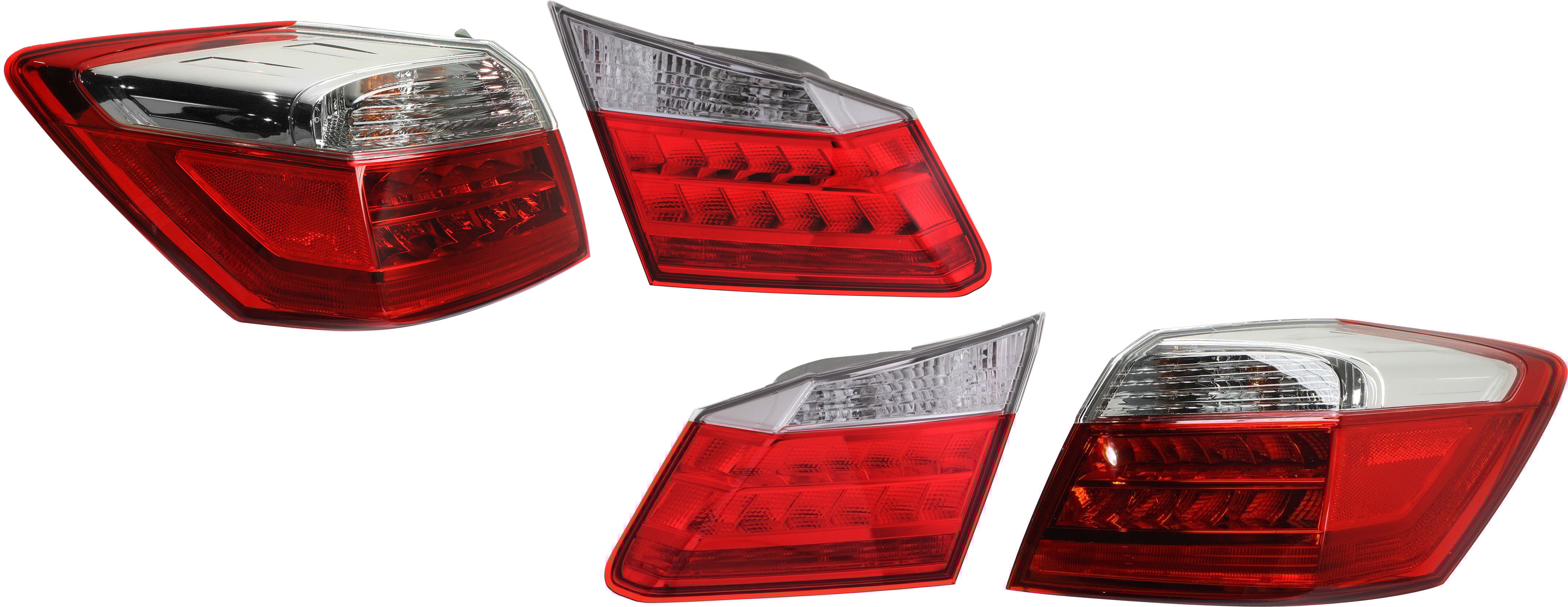 Tail Light Assembly Pair/Set of 4 for Honda Accord 2013-2015, Inner and Outer, Right (Passenger) and Left (Driver), EX-L/Touring Sedan Models, Replacement