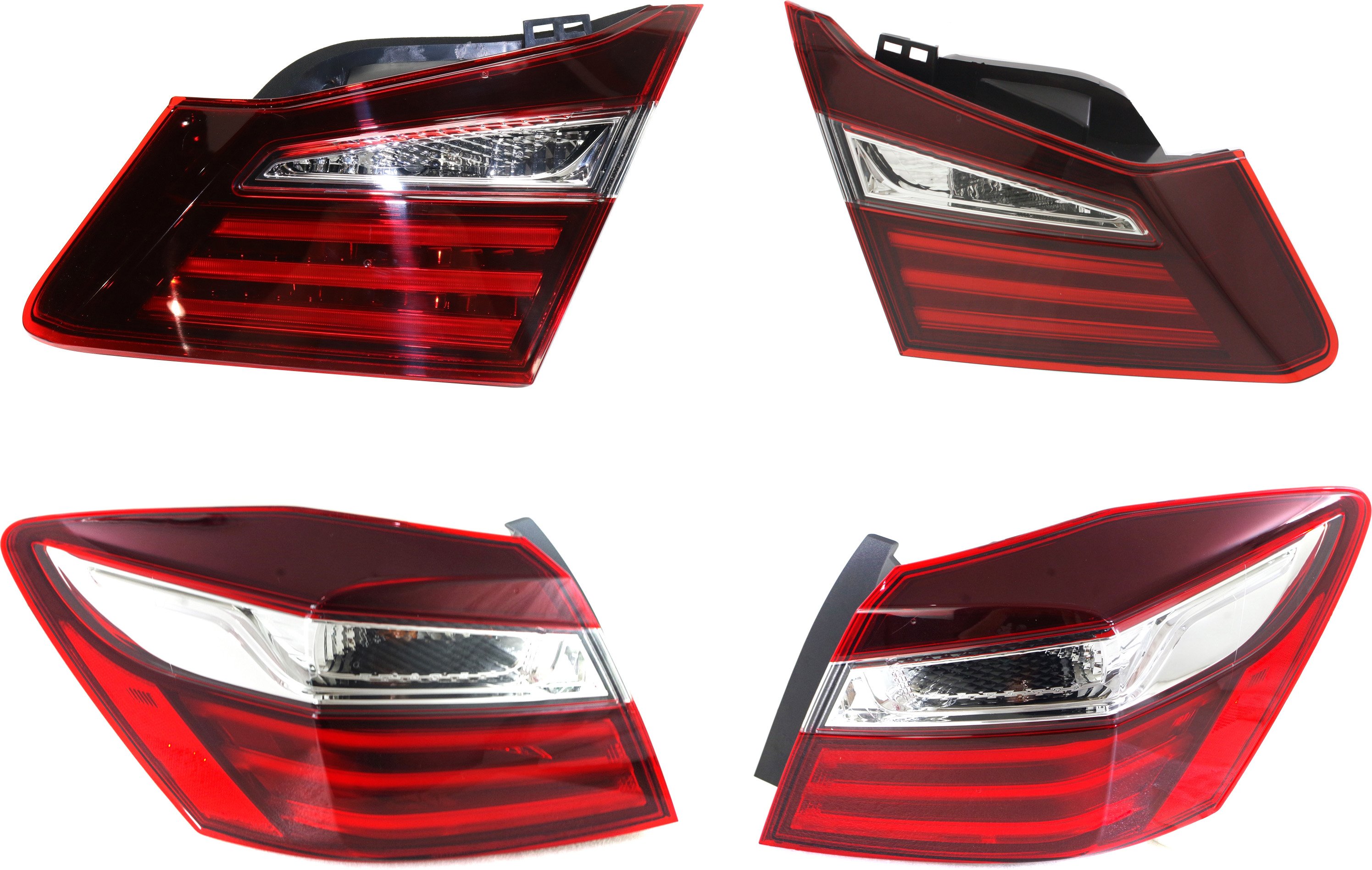 Tail Light Assembly Pair/Set for Honda Accord 2016-2017 Sedan, Right (Passenger) and Left (Driver), Inner and Outer, Excluding Hybrid Models, Replacement