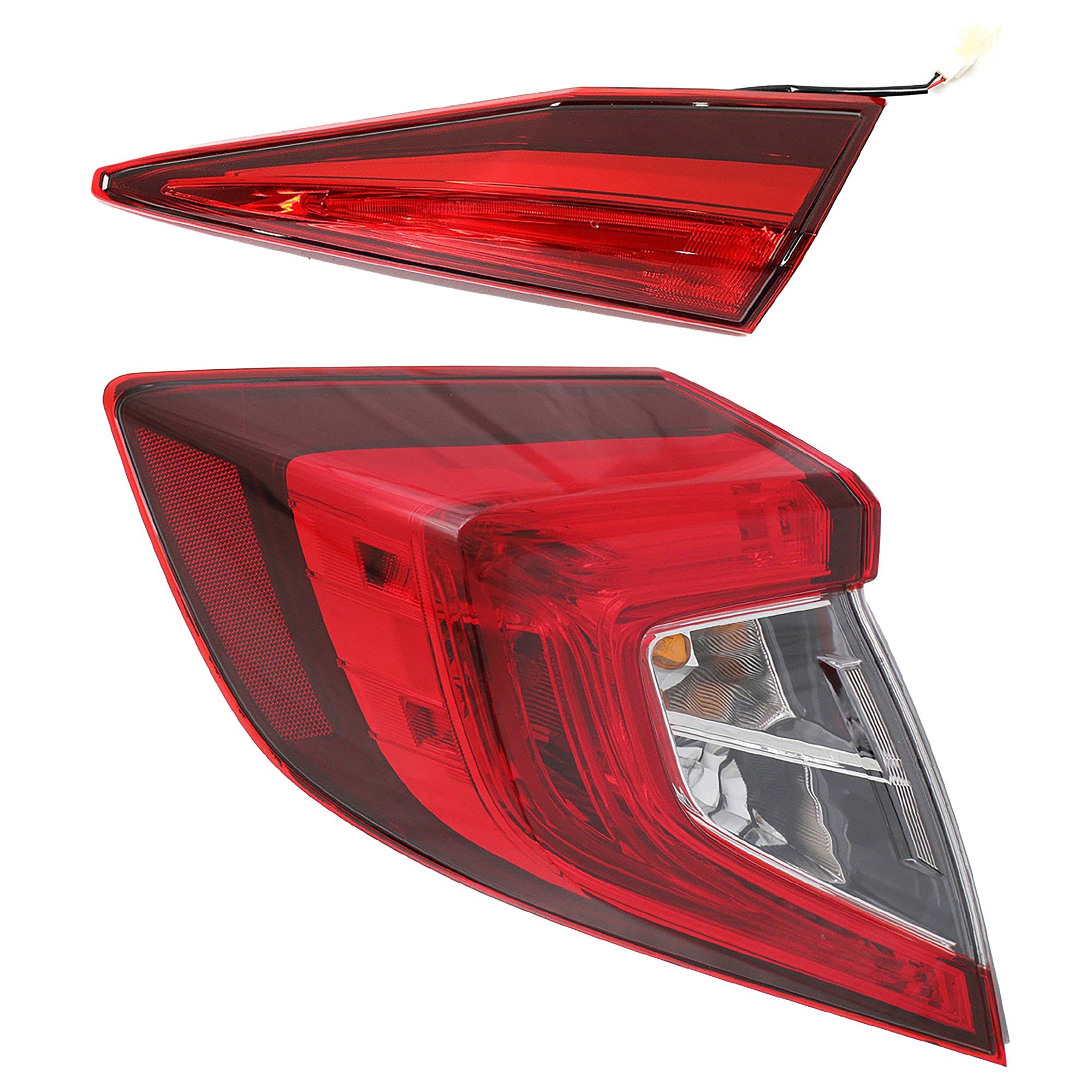 Tail Light Assembly Set for Honda Civic 2016-2021 Right (Passenger), Inner and Outer, Sedan, Replacement