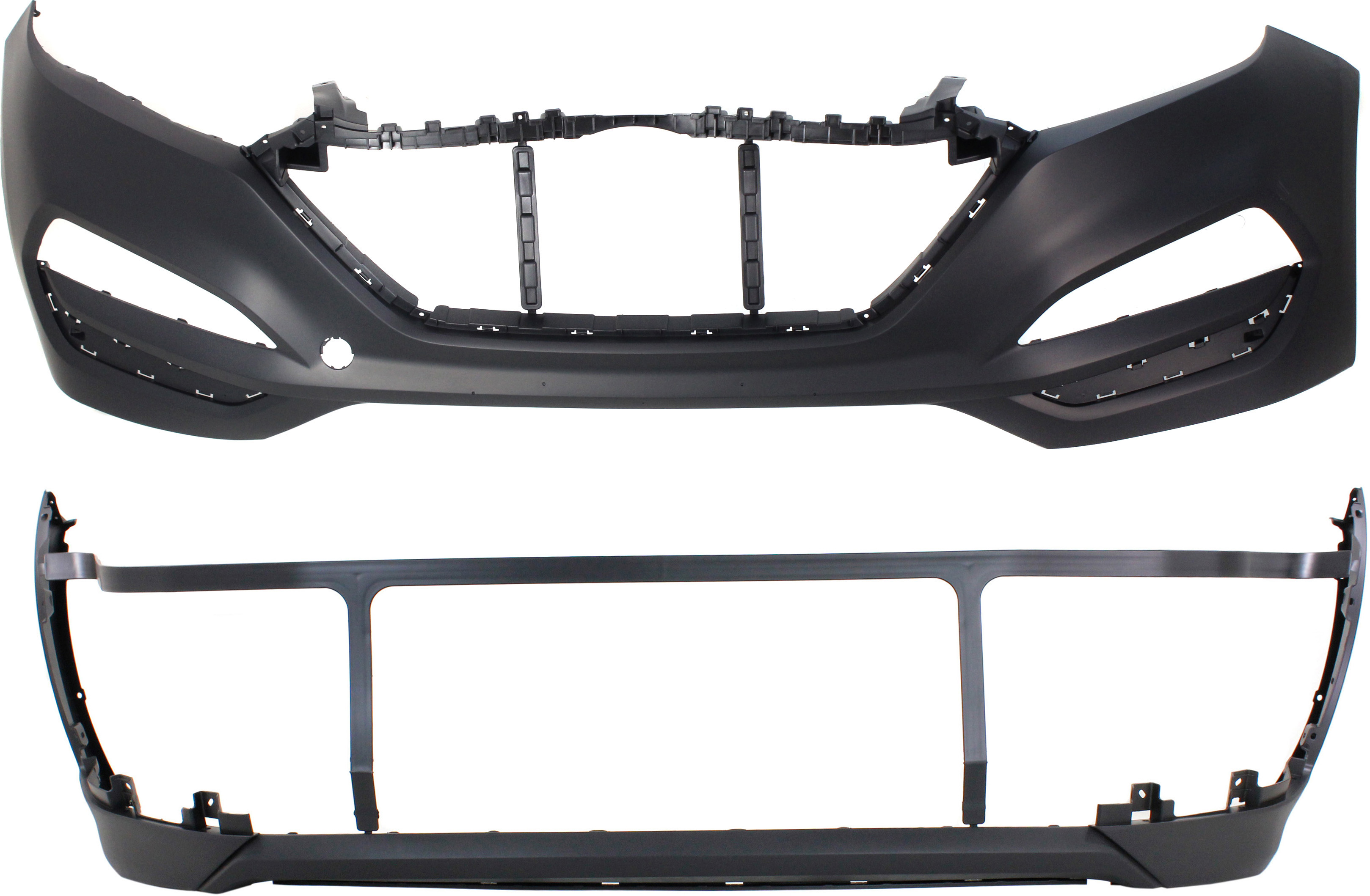 Front Bumper Cover Set for 2016-2018 Hyundai Tucson, Upper and Lower Sections Replacement