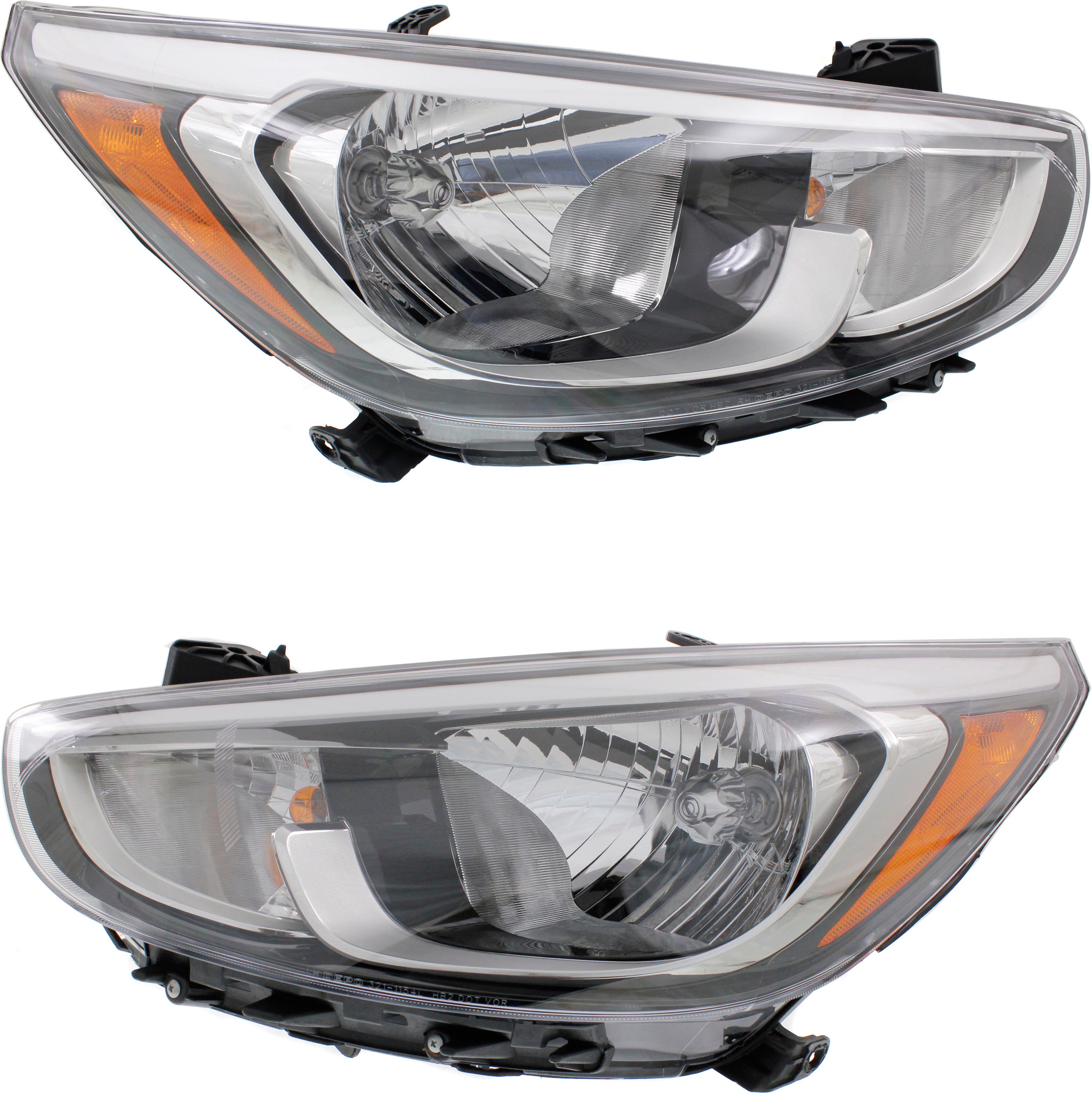 Headlight Assembly for Hyundai Accent 2015-2017, Right (Passenger) and Left (Driver), Halogen, Replacement Pair/Set