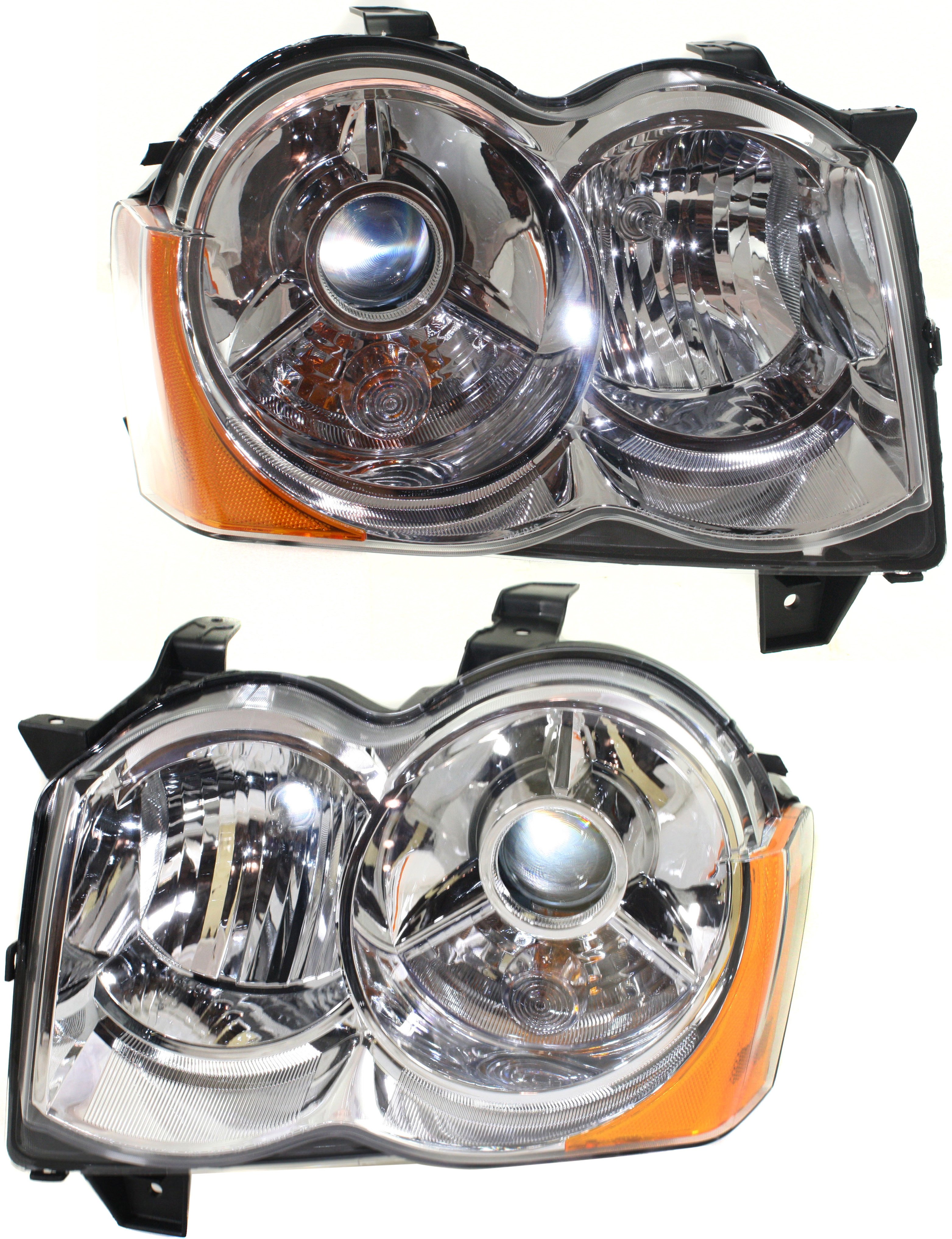 Headlight Pair/Set for Jeep Grand Cherokee 2008-2010, Right (Passenger) and Left (Driver), Lens and Housing, Xenon, Without HID Pair/Set Replacement