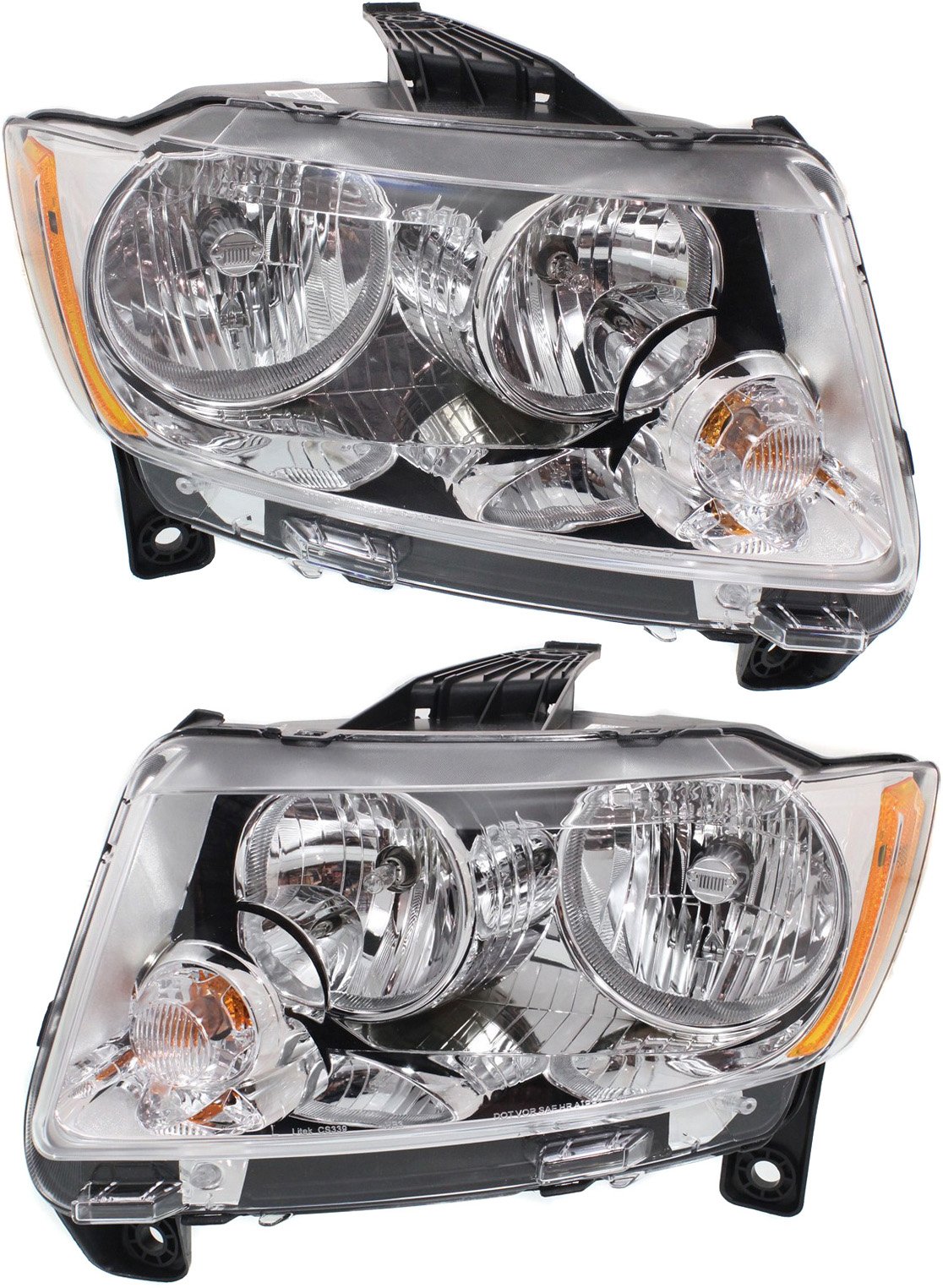 Headlight Assembly Pair/Set for Jeep Grand Cherokee 2011-2013, Includes Right (Passenger) and Left (Driver) Halogen Lights, Compatible with Laredo, Laredo E, Laredo X Models, Replacement