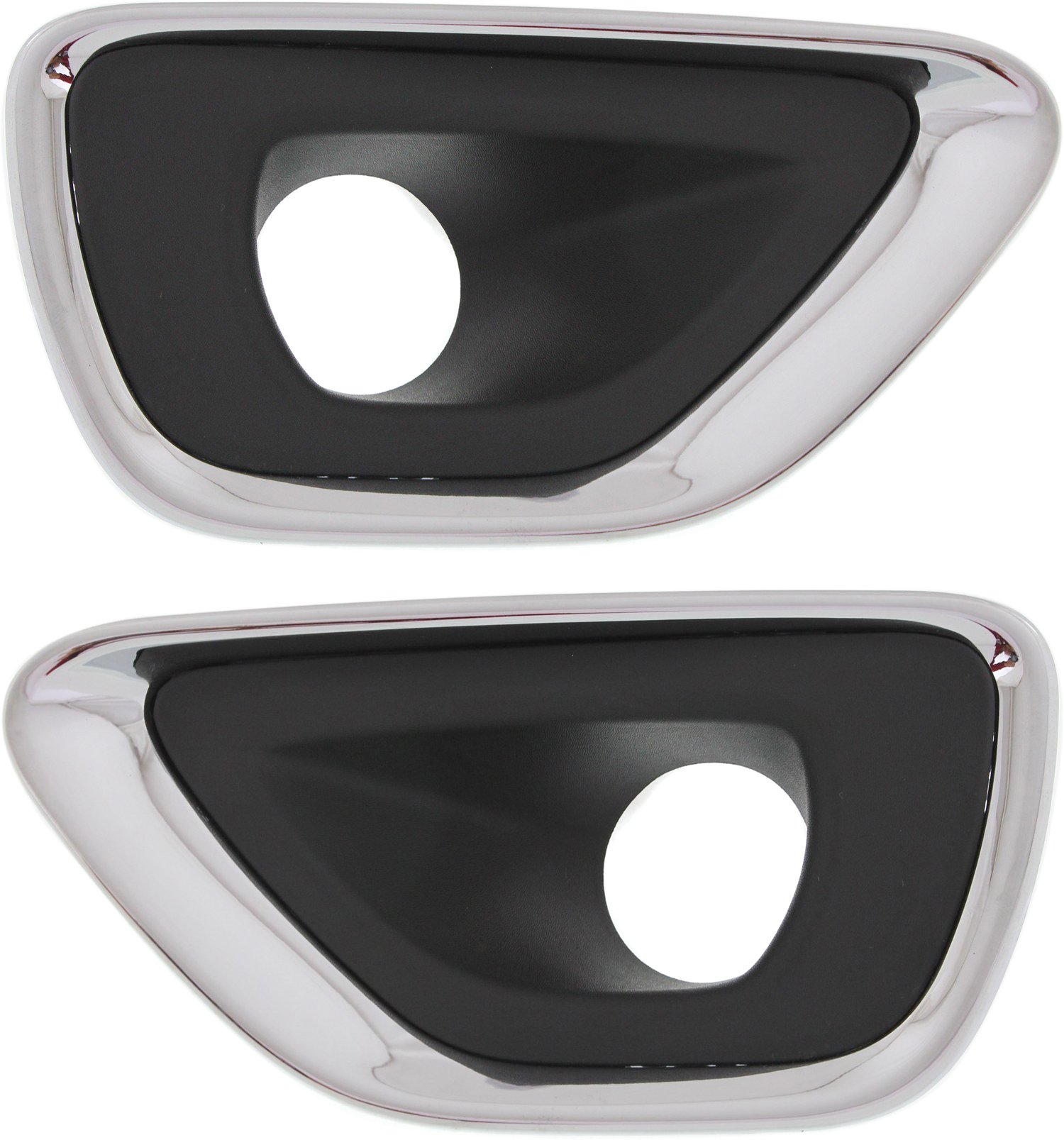 Front Fog Light Molding Pair/Set for 2014-2016 Jeep Grand Cherokee, Black and Chrome, Right (Passenger) & Left (Driver) Replacement