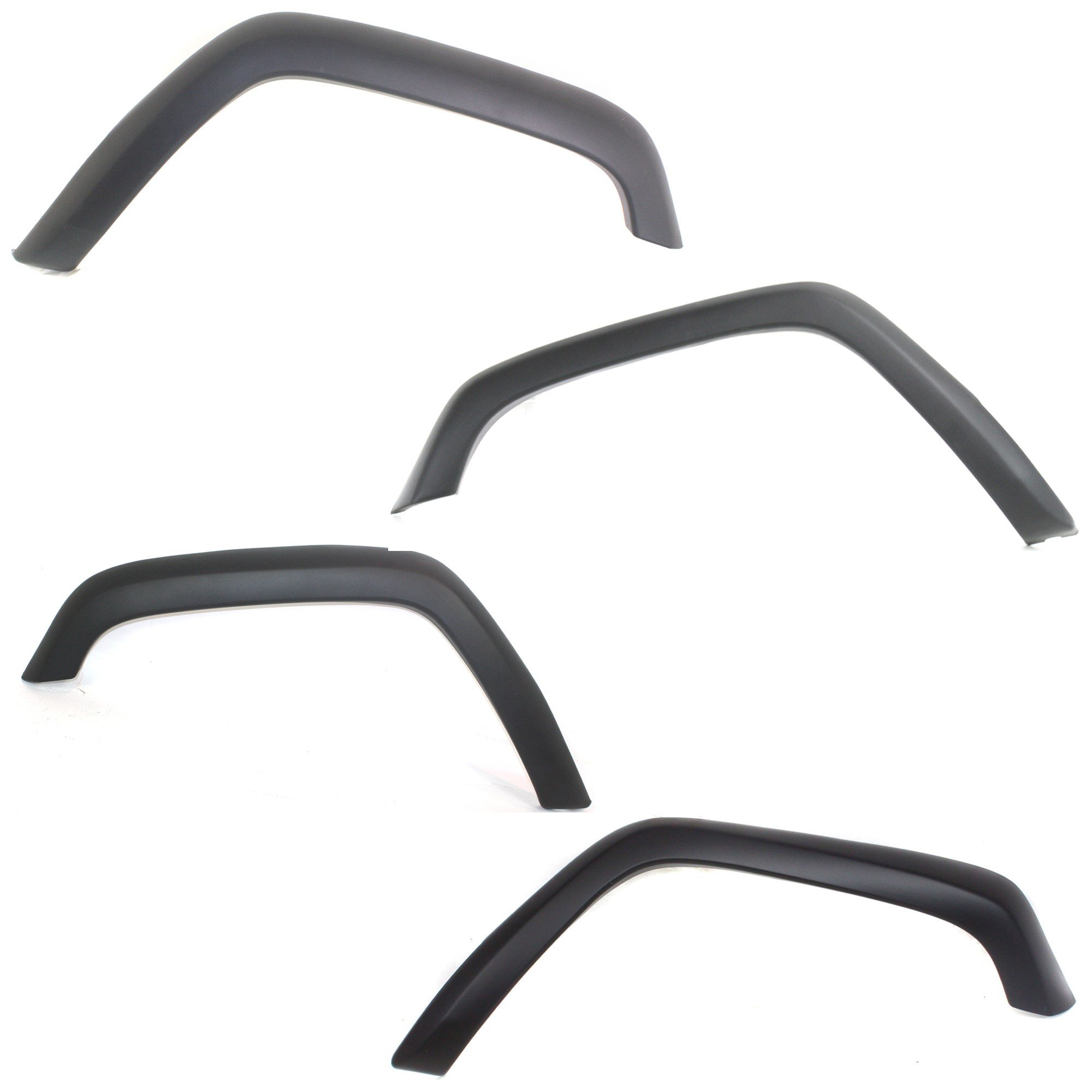Wheel Opening Molding Pair/Set for 1997-2001 Jeep Cherokee, OE Style, Textured Black, Front and Rear, Right (Passenger) and Left (Driver) Replacement