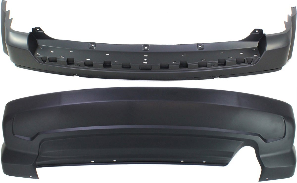 Rear Bumper Cover Set for 2011-2017 Jeep Patriot, Upper and Lower, Without Tow Hook Holes, Replacement