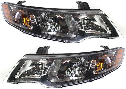 Headlight Assembly Pair/Set for Kia Forte 2010-2013, Right (Passenger) and Left (Driver), Halogen, Compatible with Hatchback and Sedan, Replacement