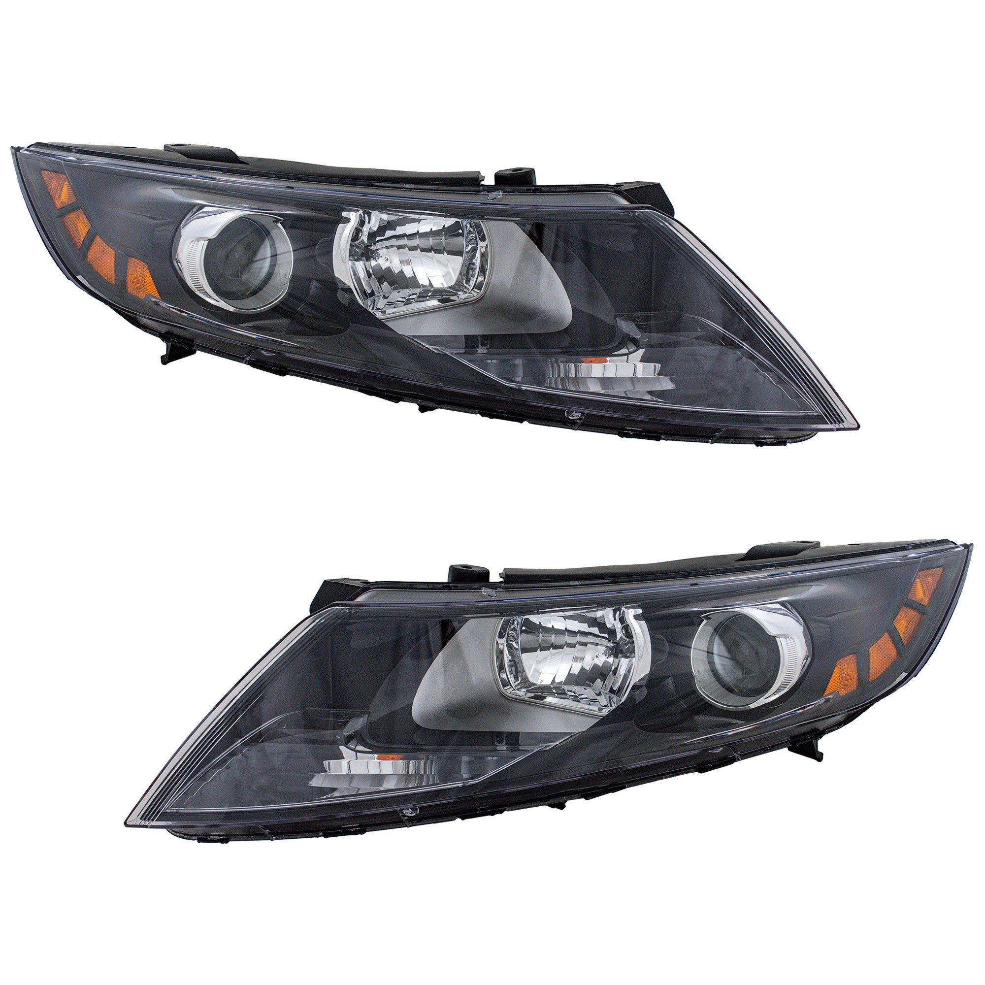 Pair/Set - Headlight Assembly for 2011-2013 OPTIMA Right (Passenger) and Left (Driver), Halogen, Excludes Hybrid Models, Korea-Built Vehicle from 12-6-2010, Replacement